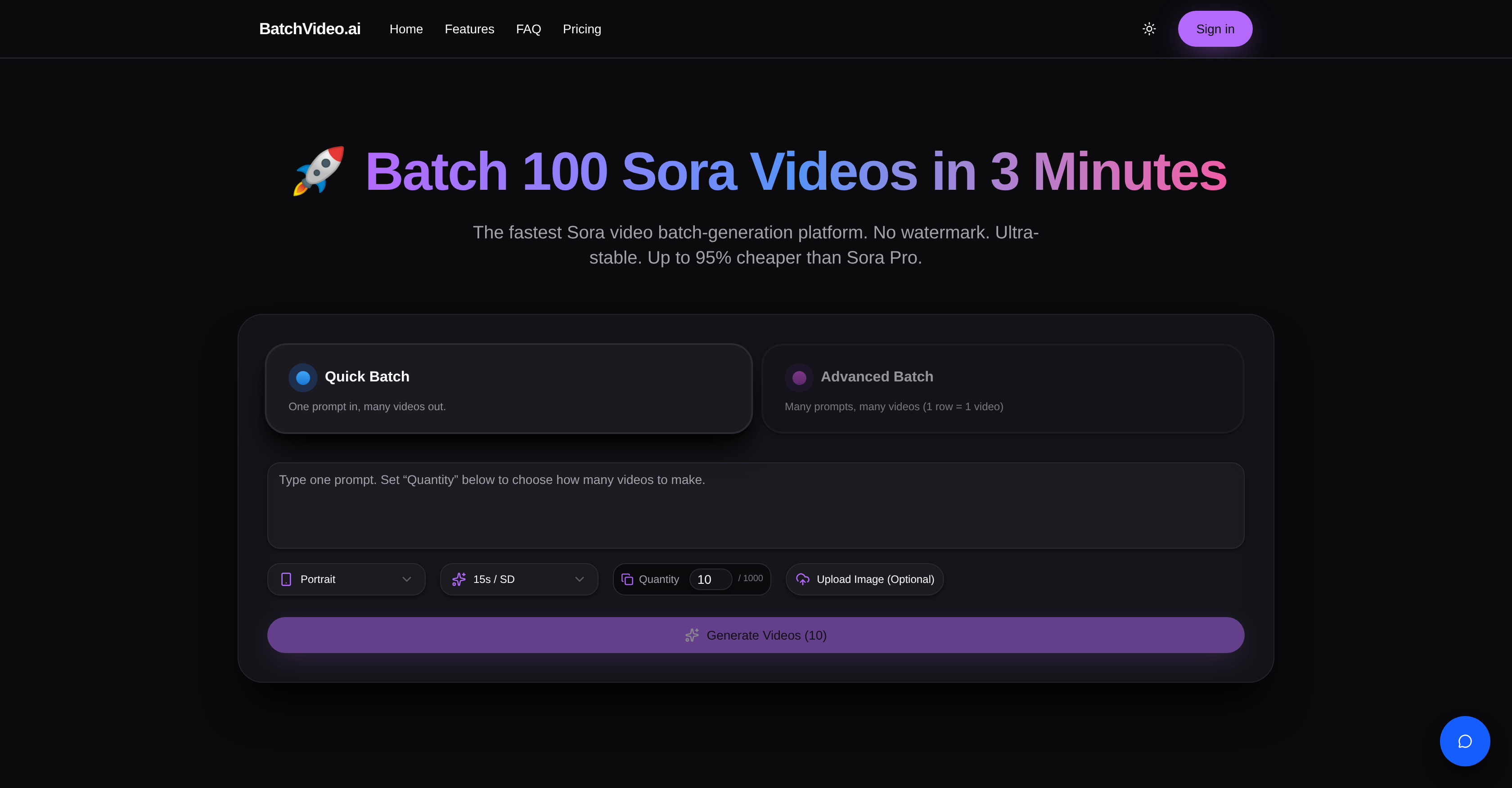 BatchVideo.ai - Screenshot showing the interface and features of this AI tool