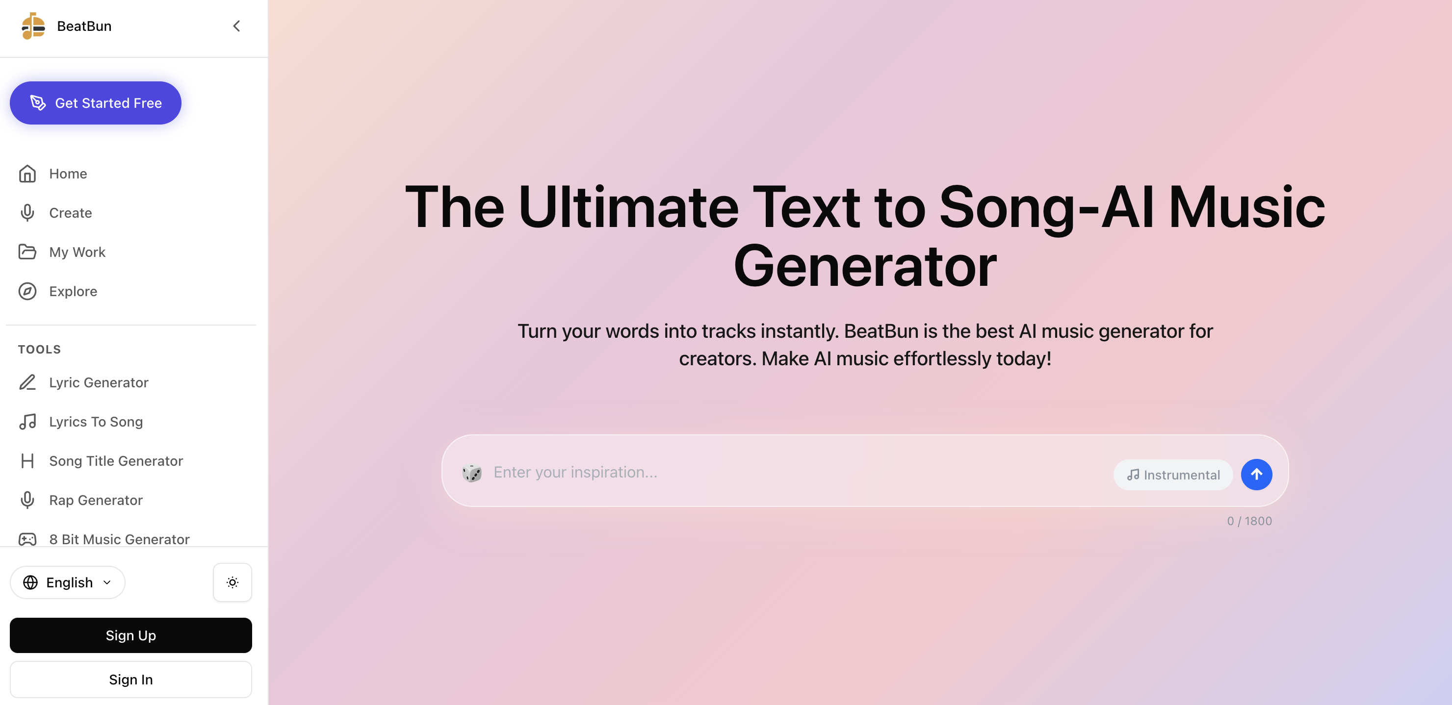 BeatBun - Screenshot showing the interface and features of this AI tool