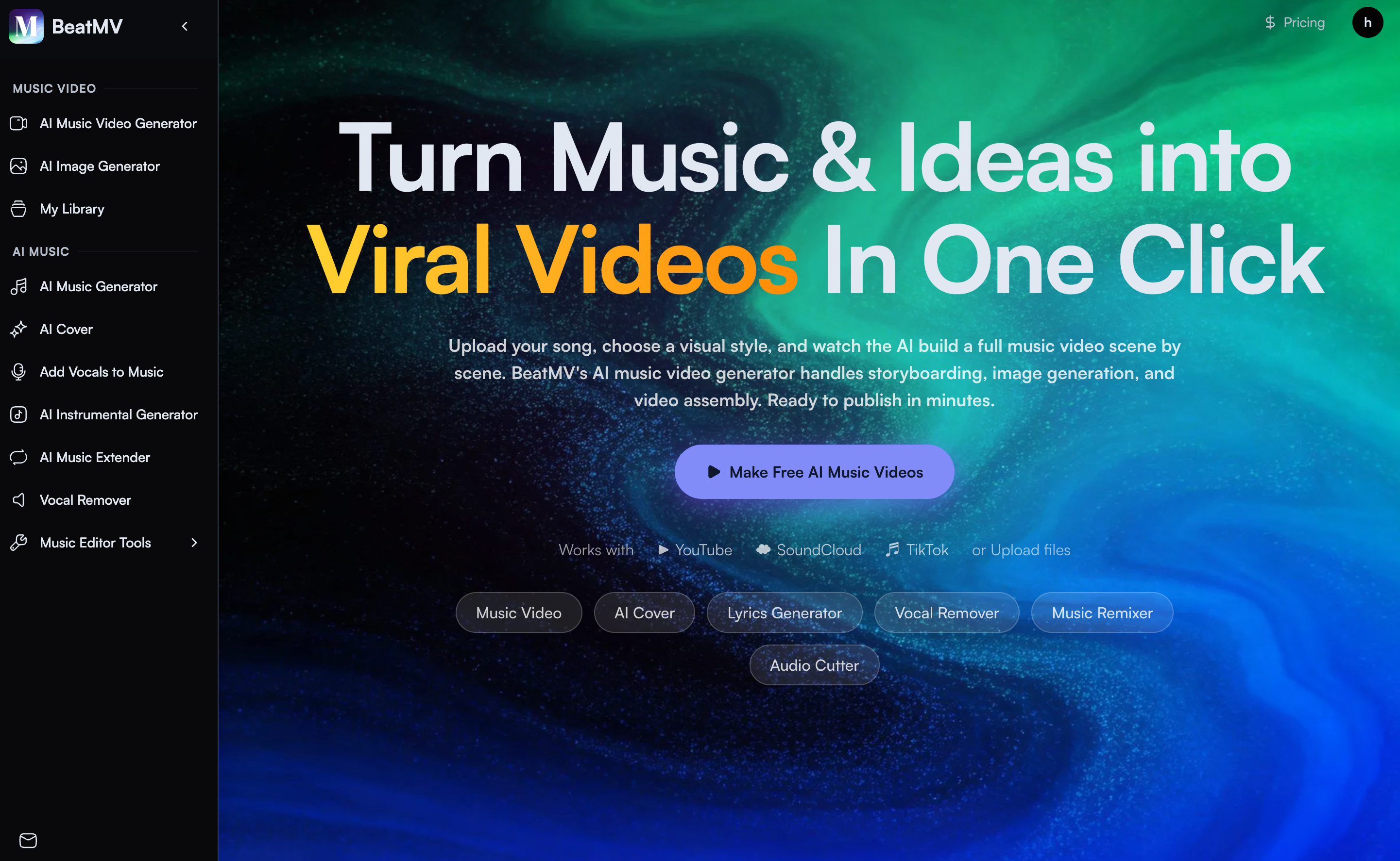 BeatMV - Screenshot showing the interface and features of this AI tool