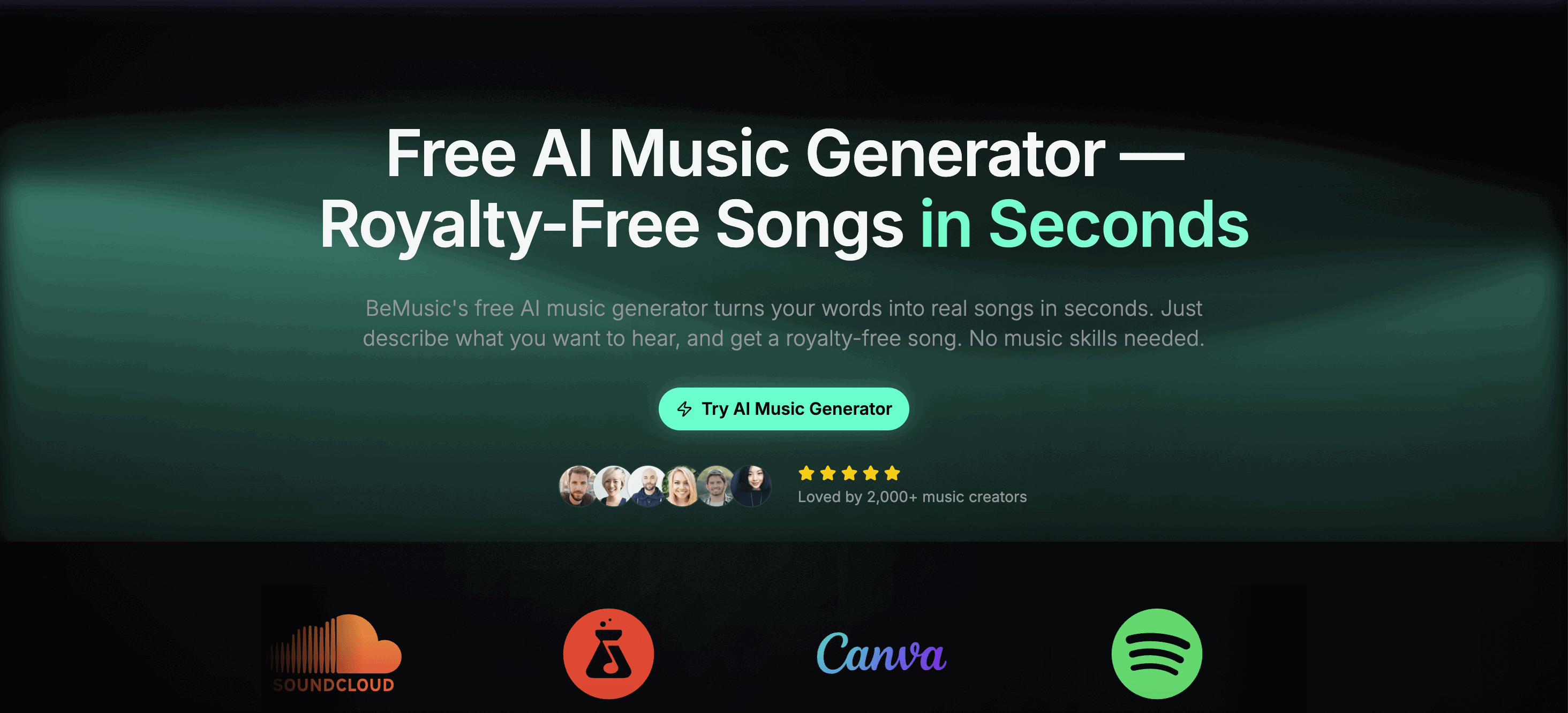 BeMusic - Screenshot showing the interface and features of this AI tool