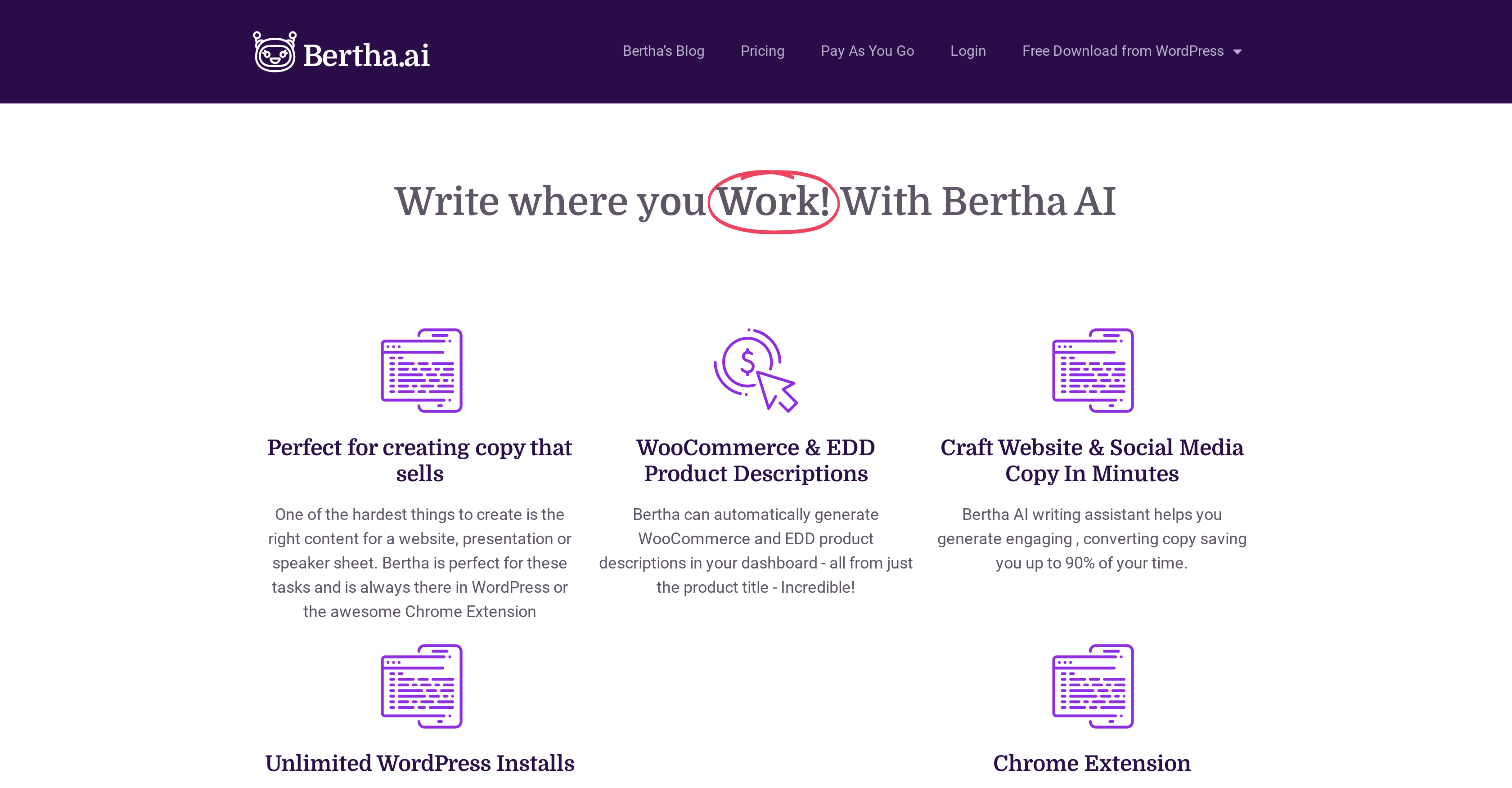 Bertha AI - Screenshot showing the interface and features of this AI tool