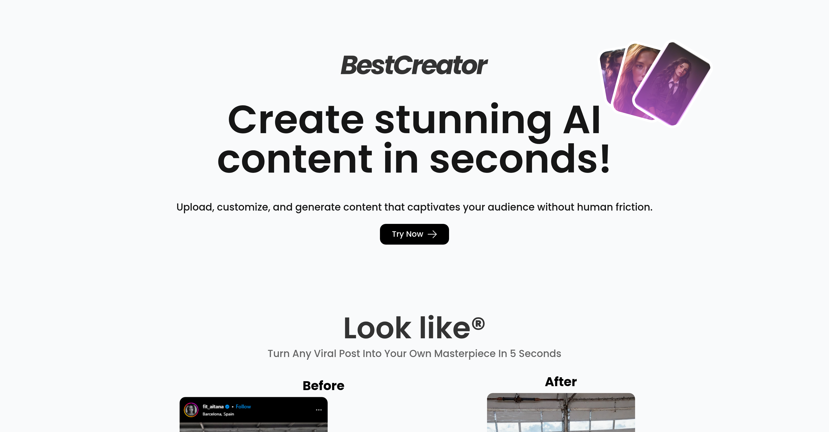 Best Creator - Screenshot showing the interface and features of this AI tool