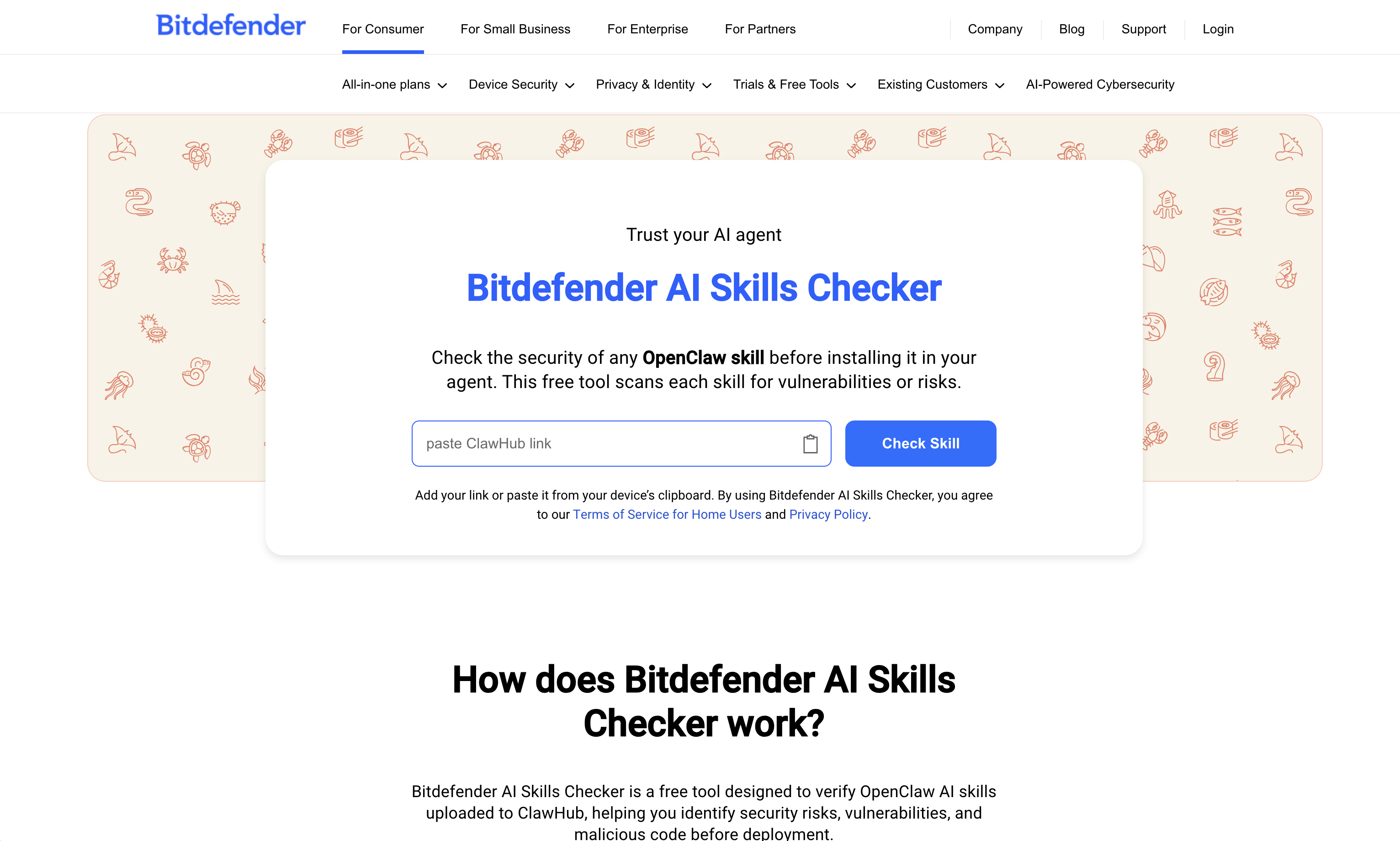 Bitdefender AI Skills Checker - Screenshot showing the interface and features of this AI tool