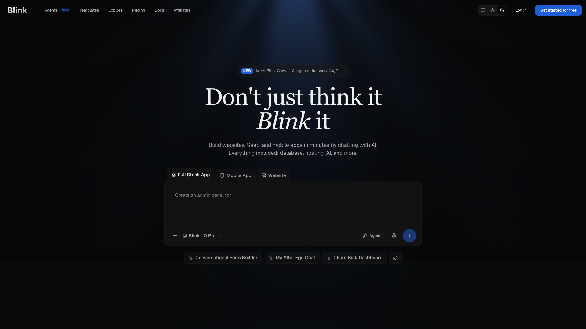 Blink.new - Screenshot showing the interface and features of this AI tool