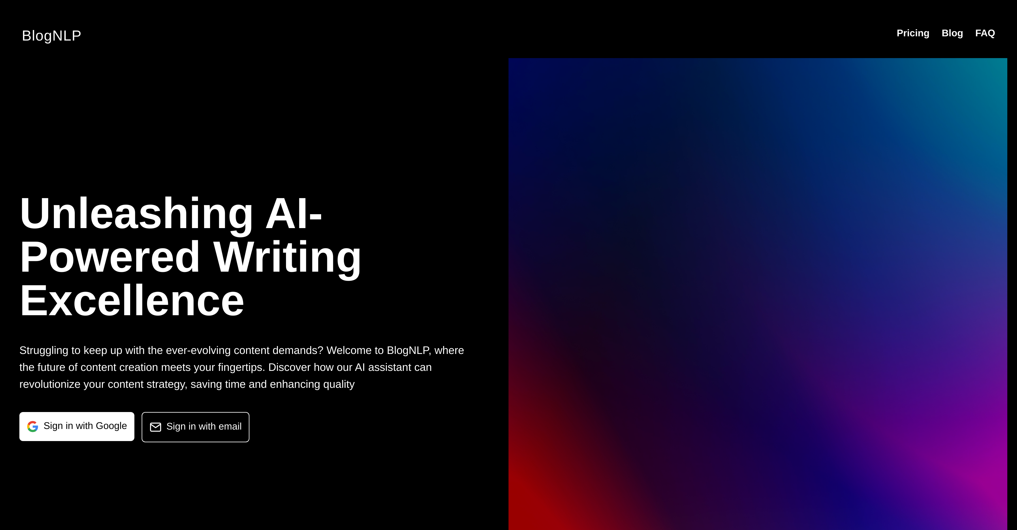 BlogNLP - Screenshot showing the interface and features of this AI tool