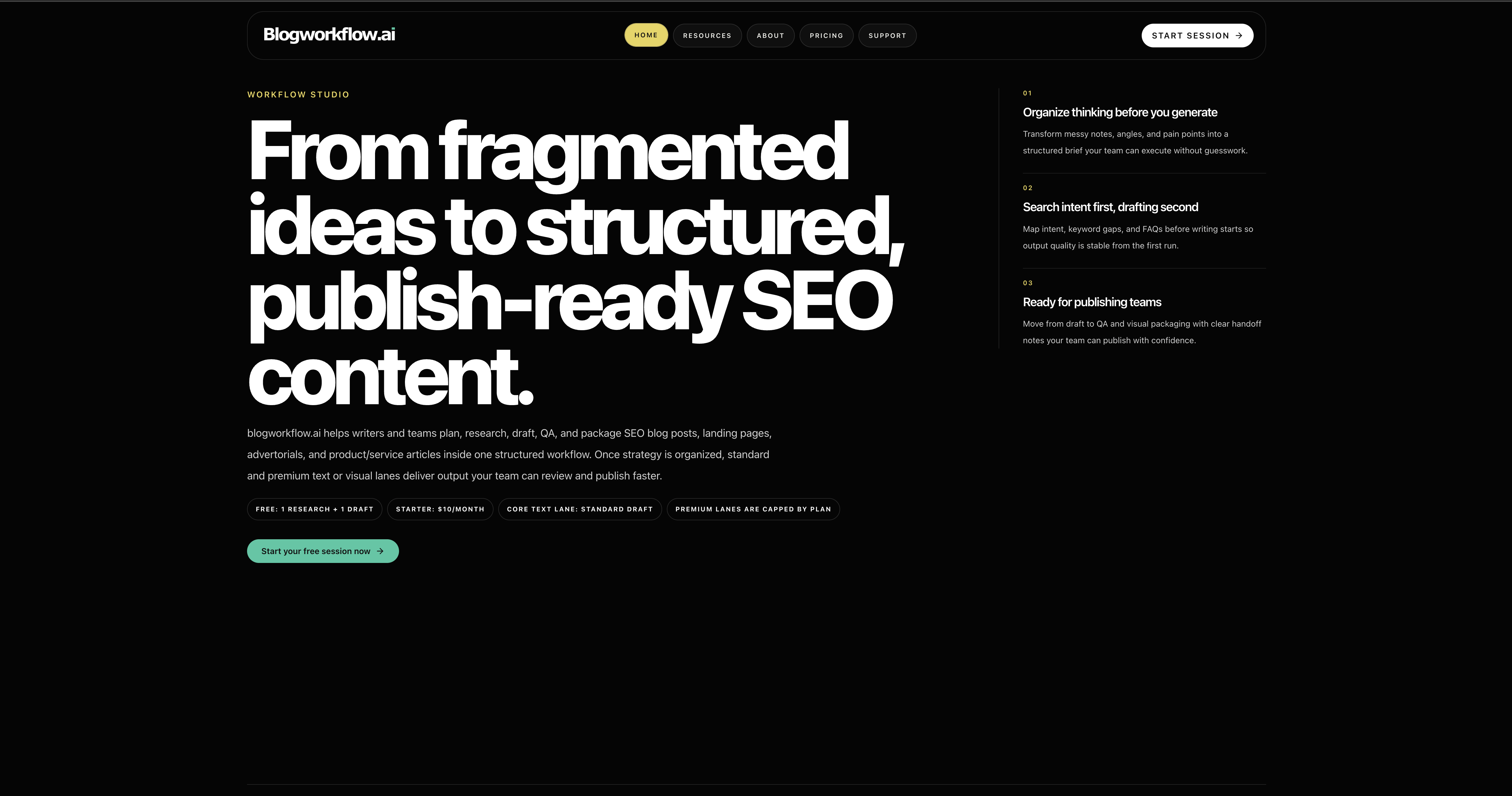 BlogWorkflow AI - Screenshot showing the interface and features of this AI tool