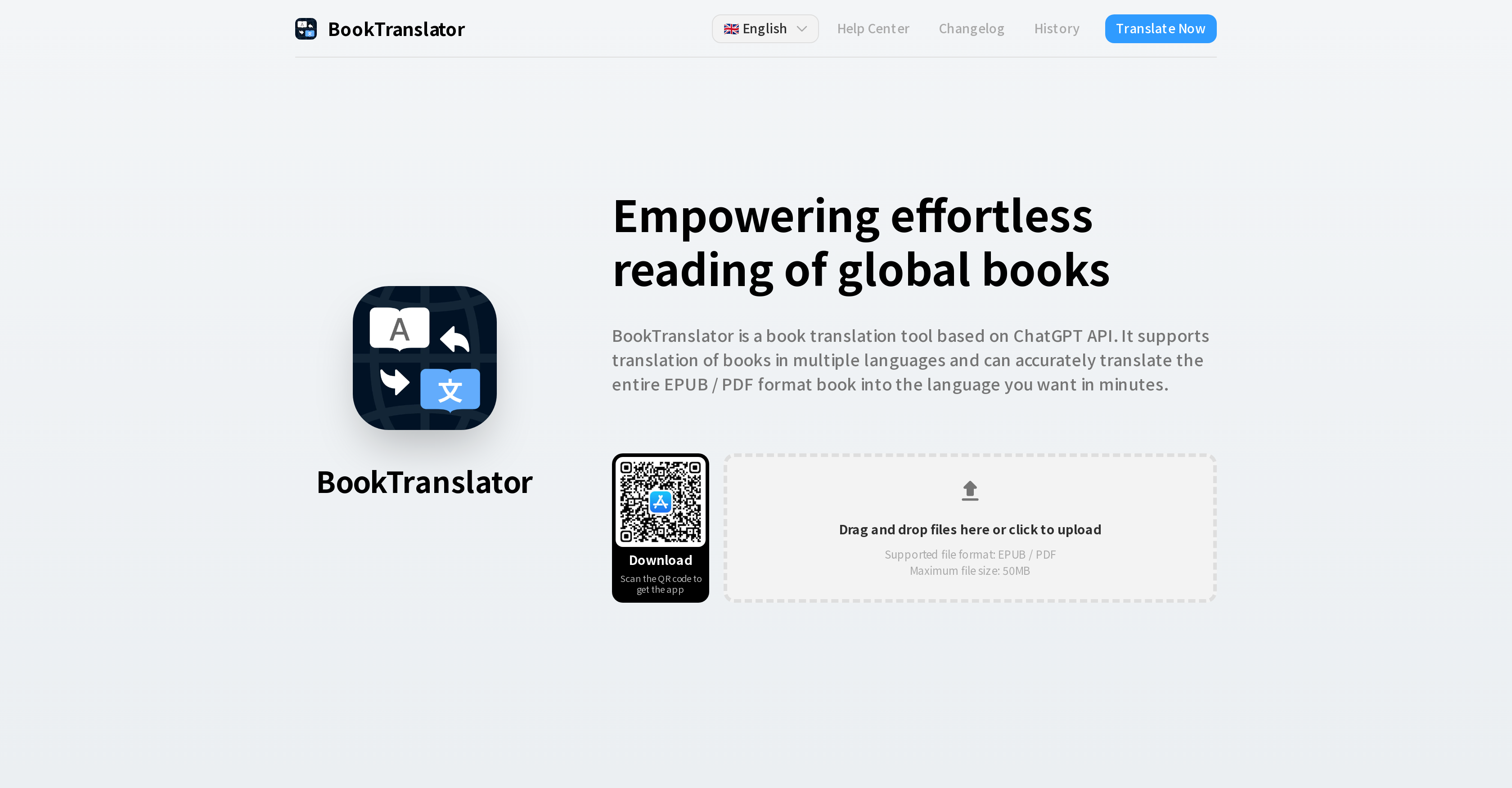 BookTranslator - Screenshot showing the interface and features of this AI tool