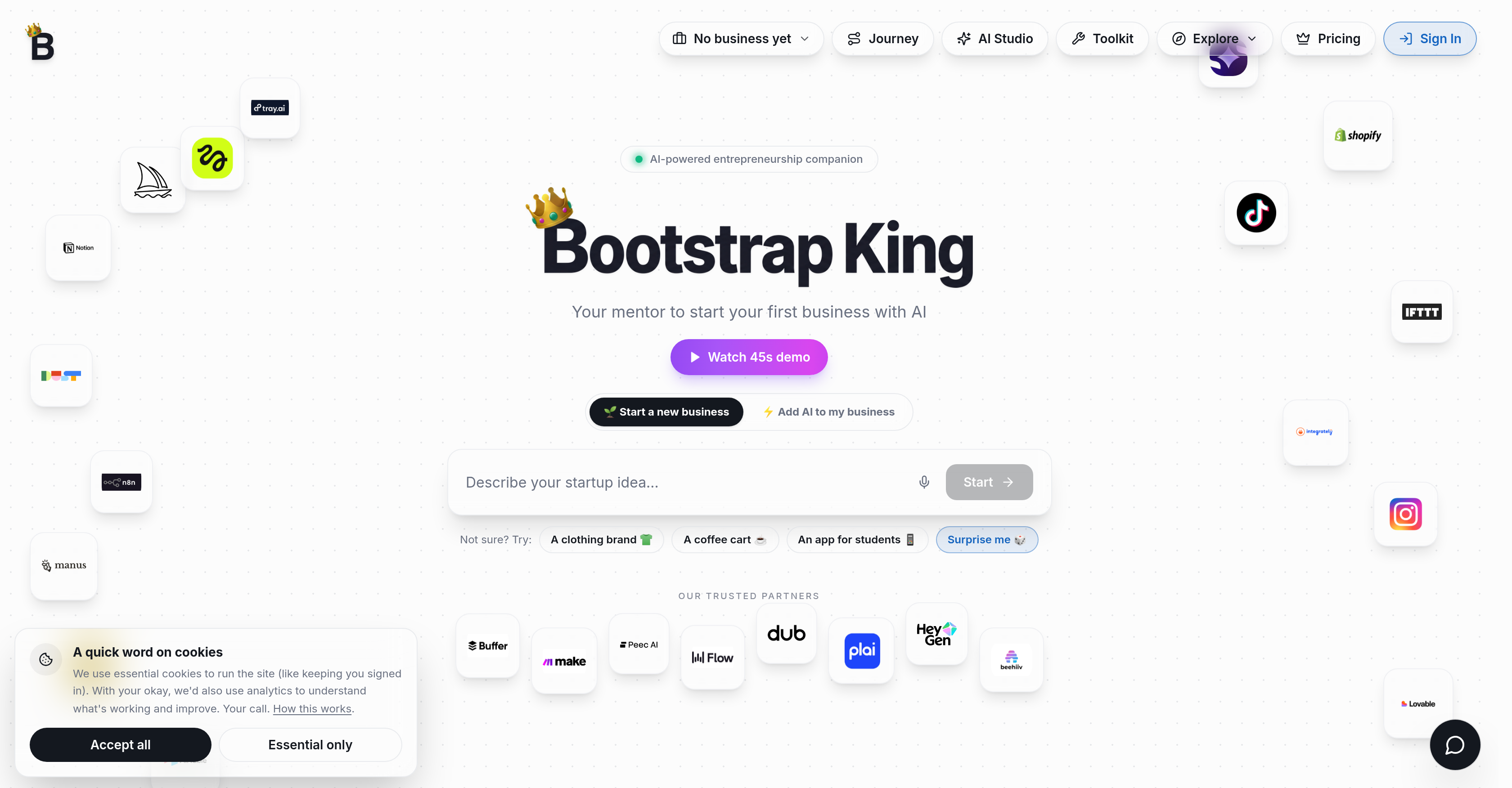 Bootstrap King - Screenshot showing the interface and features of this AI tool