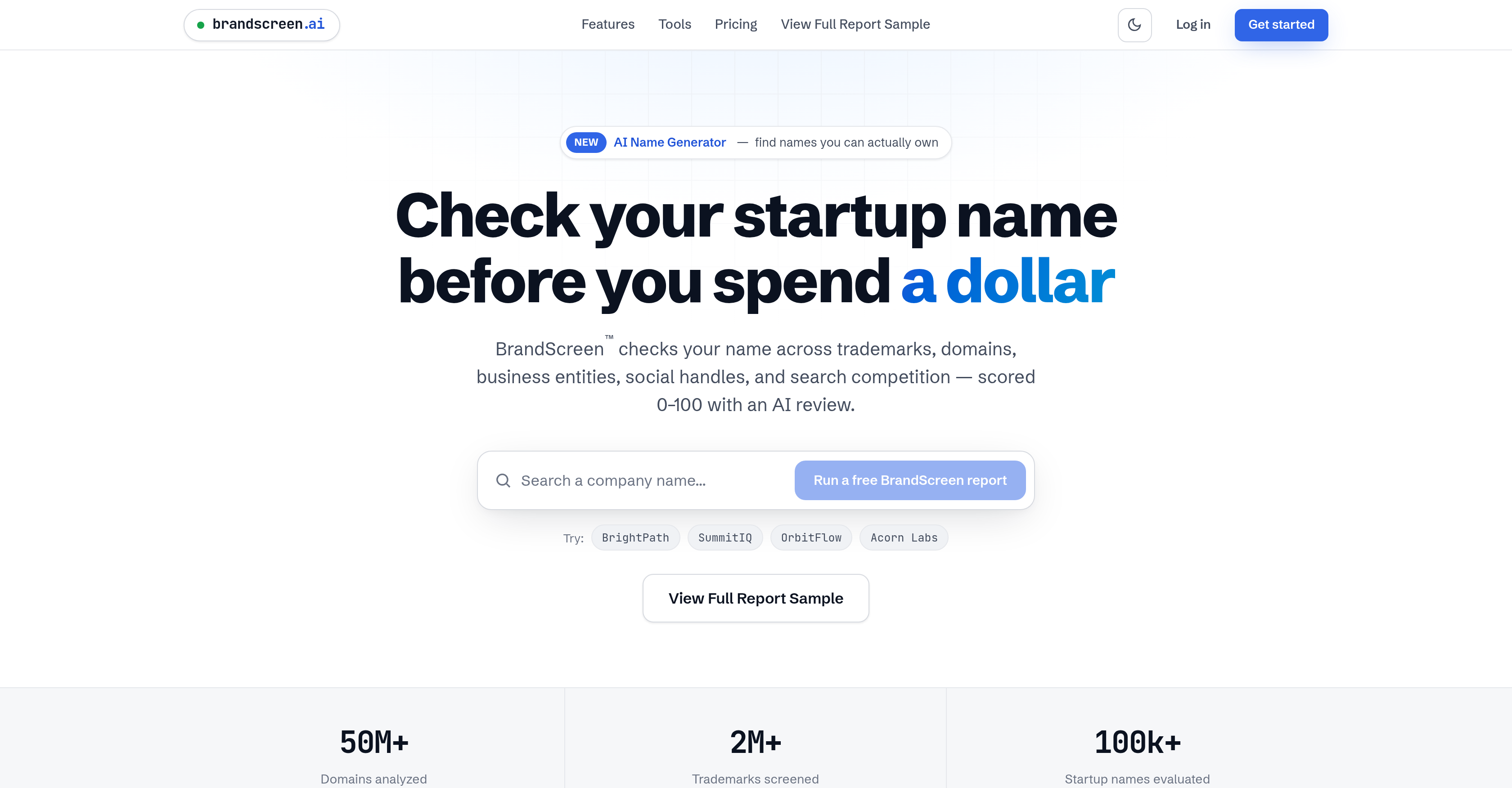 BrandScreen - Screenshot showing the interface and features of this AI tool