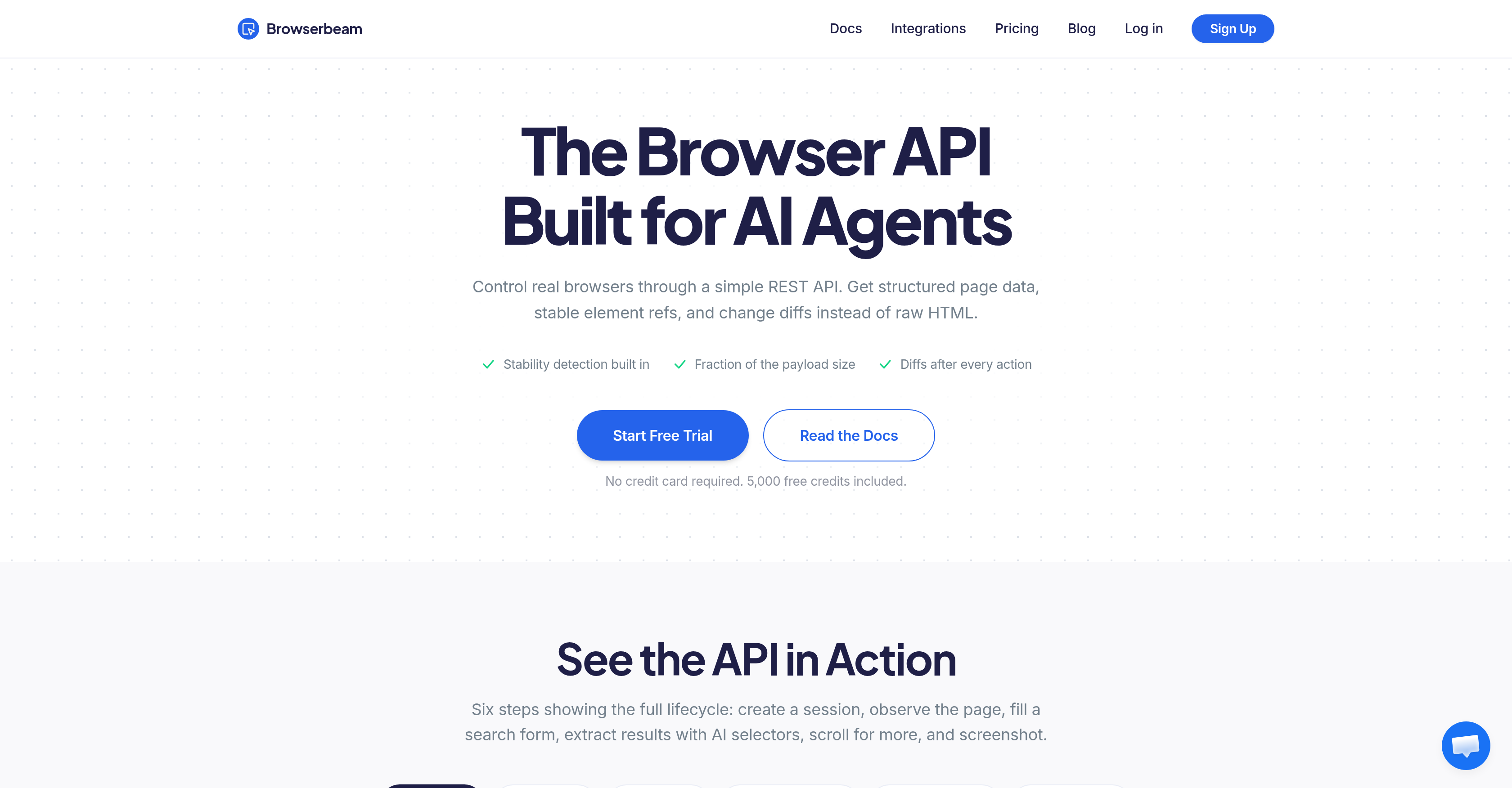 Browserbeam - Screenshot showing the interface and features of this AI tool