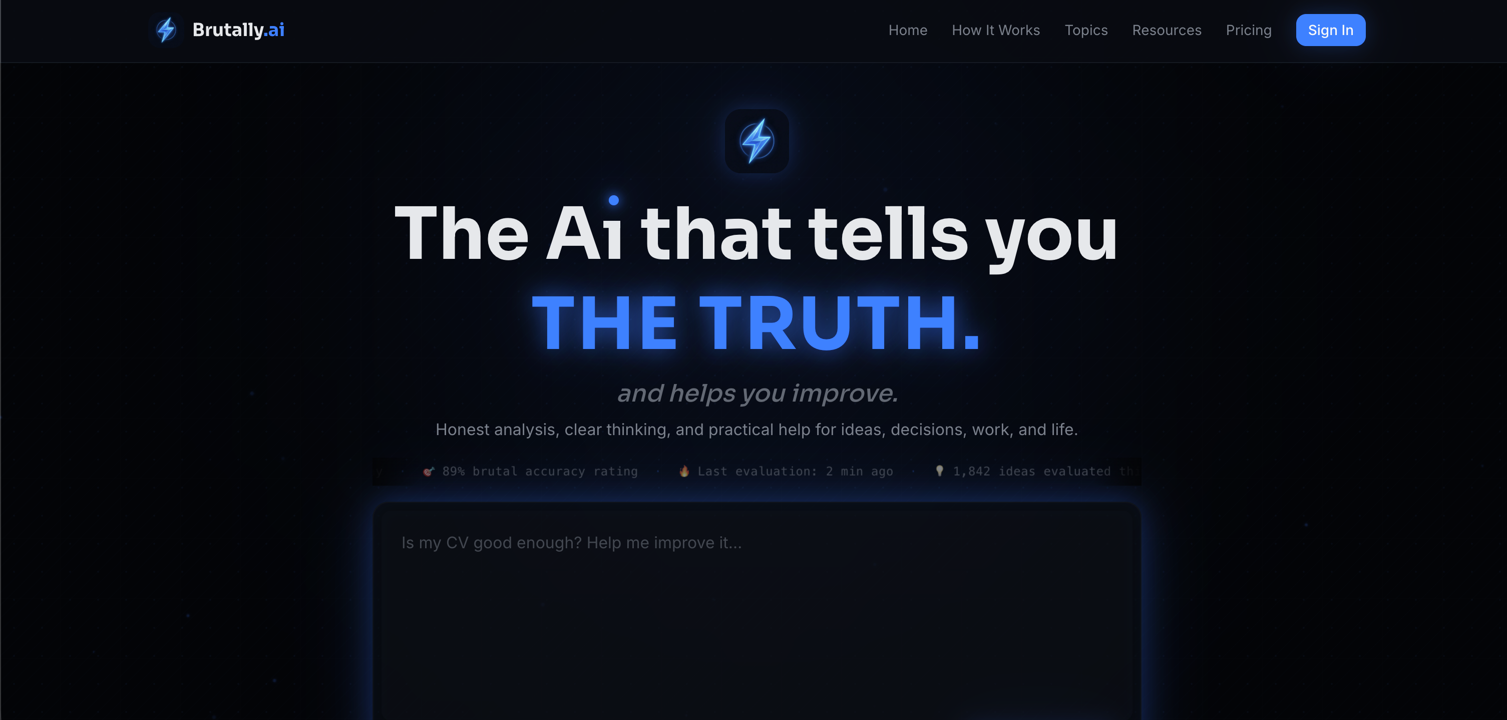 Brutally.ai - Screenshot showing the interface and features of this AI tool