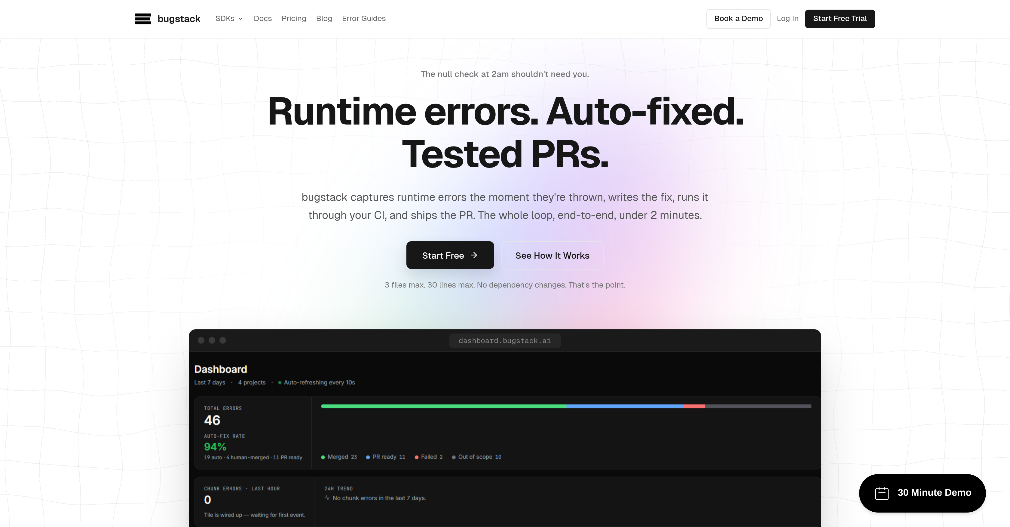 bugstack - Screenshot showing the interface and features of this AI tool