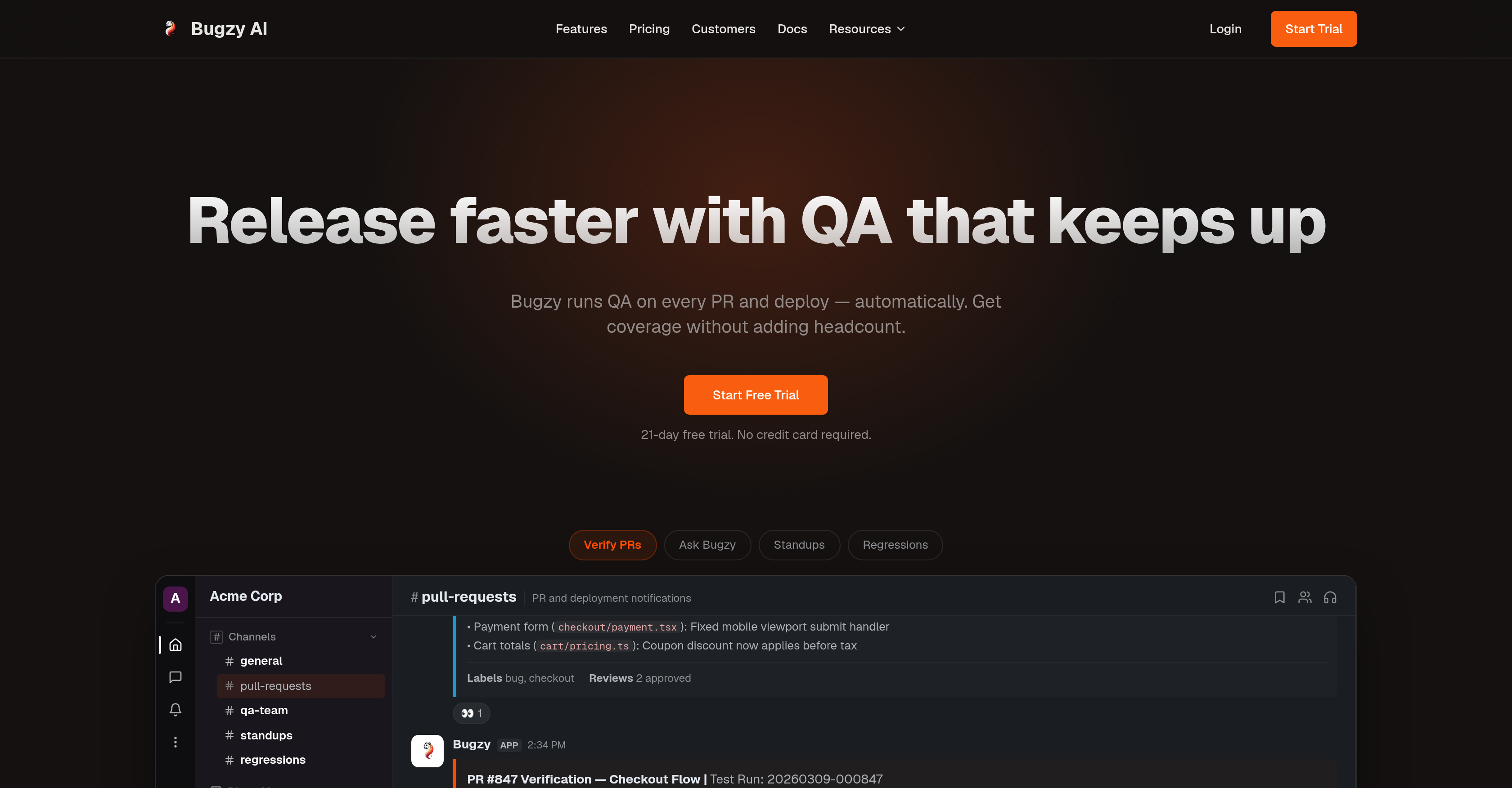 Bugzy AI - Screenshot showing the interface and features of this AI tool