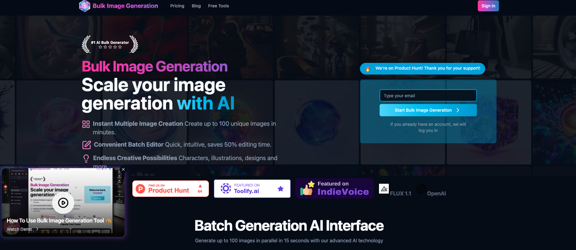 Bulk Image Generator - Screenshot showing the interface and features of this AI tool