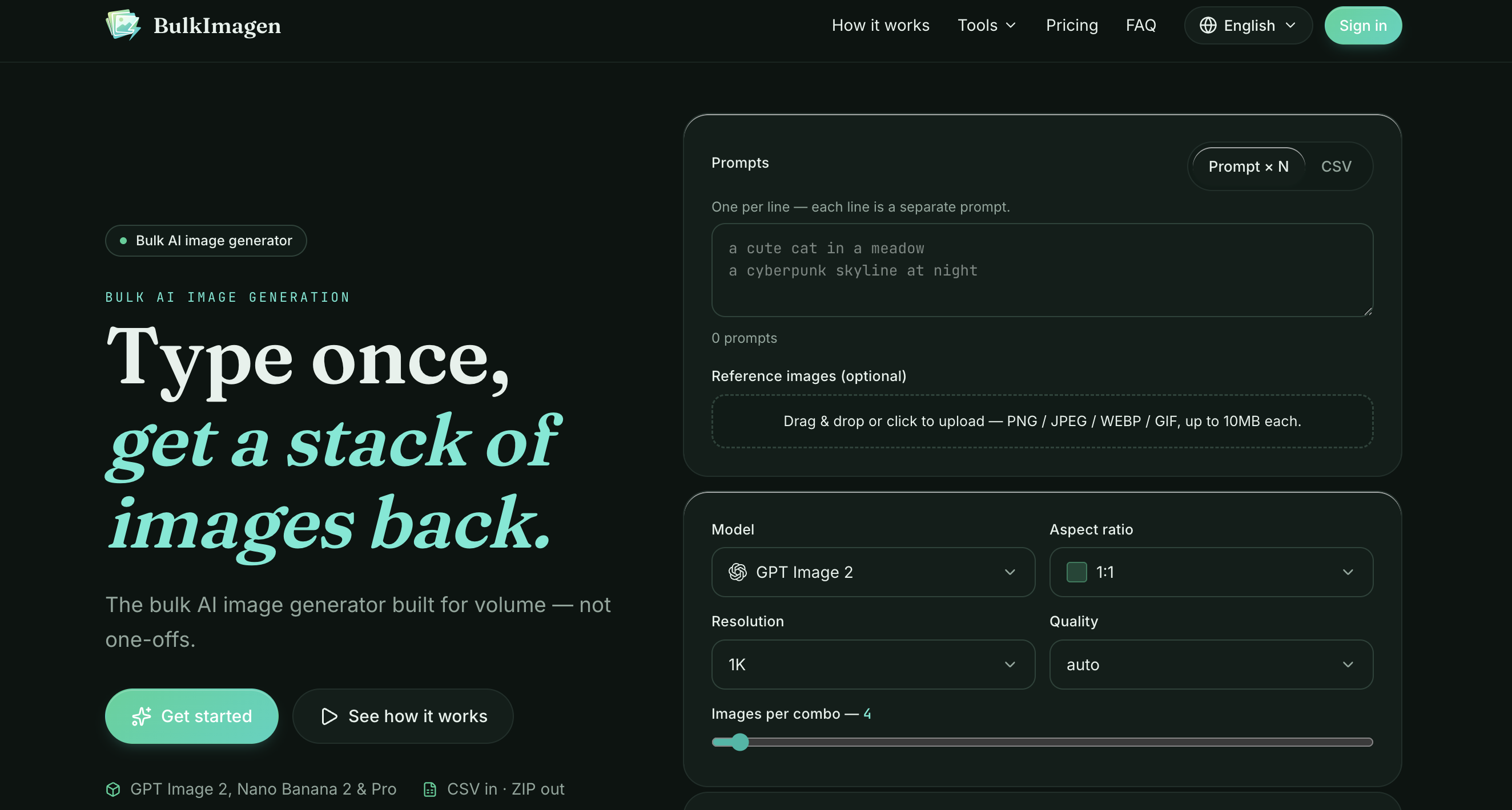 BulkImagen - Screenshot showing the interface and features of this AI tool