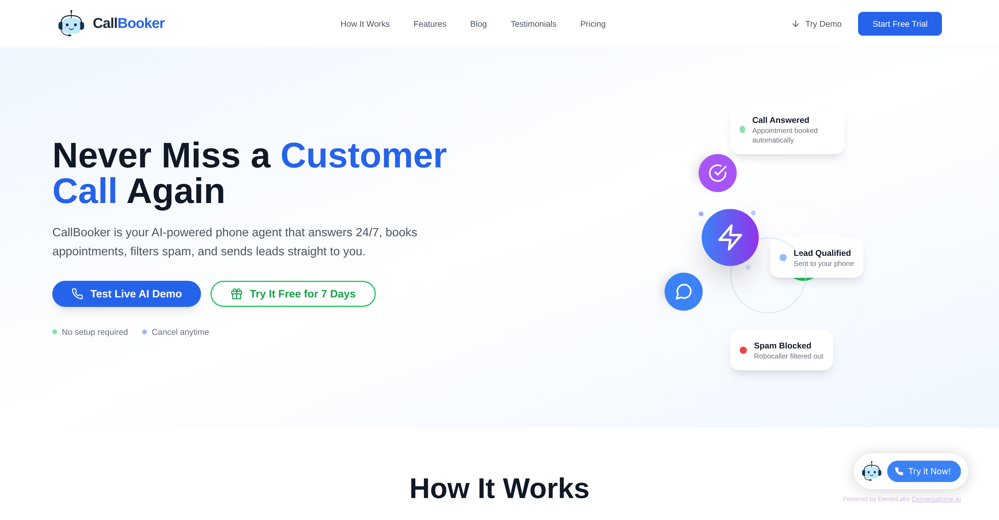CallBooker - Screenshot showing the interface and features of this AI tool