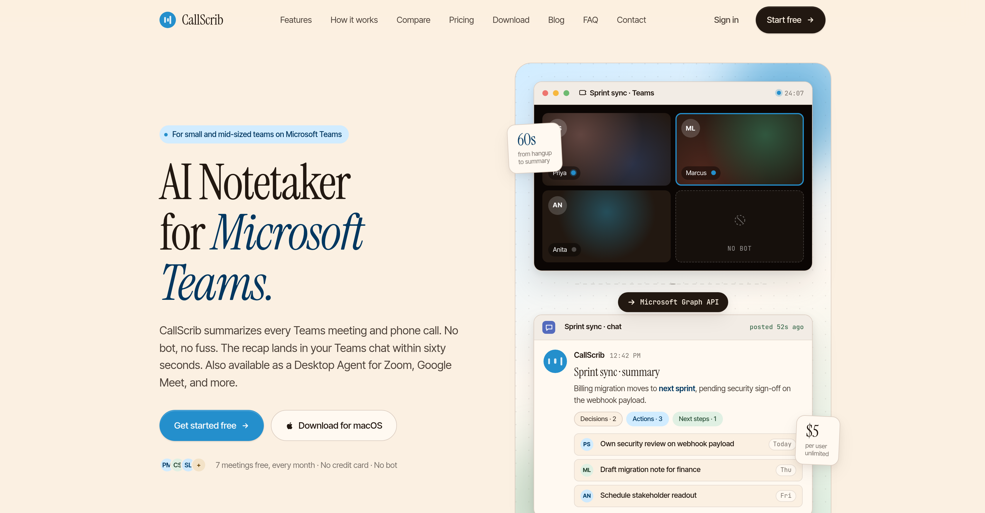 CallScrib - Screenshot showing the interface and features of this AI tool