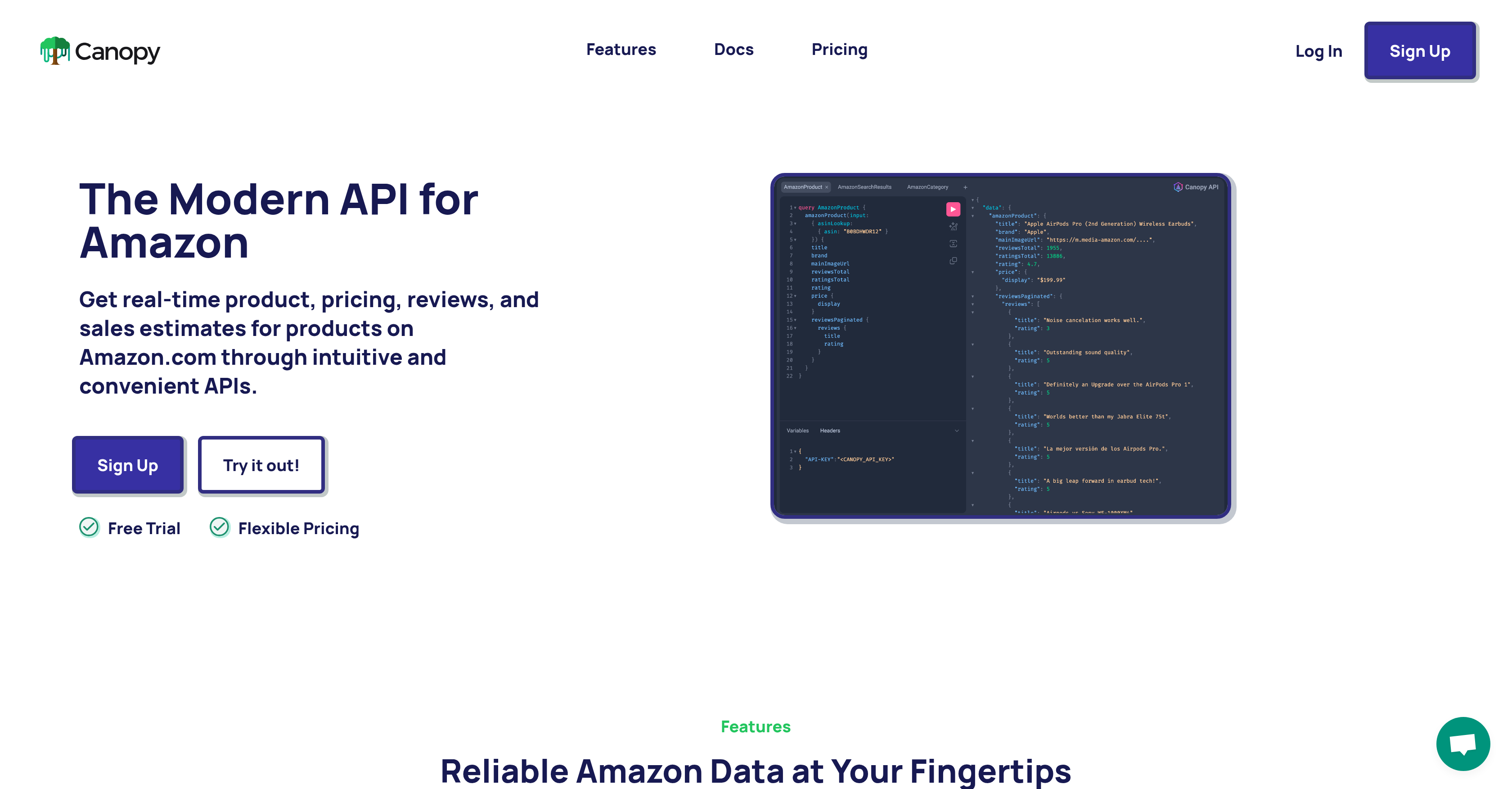 Canopy API - Screenshot showing the interface and features of this AI tool