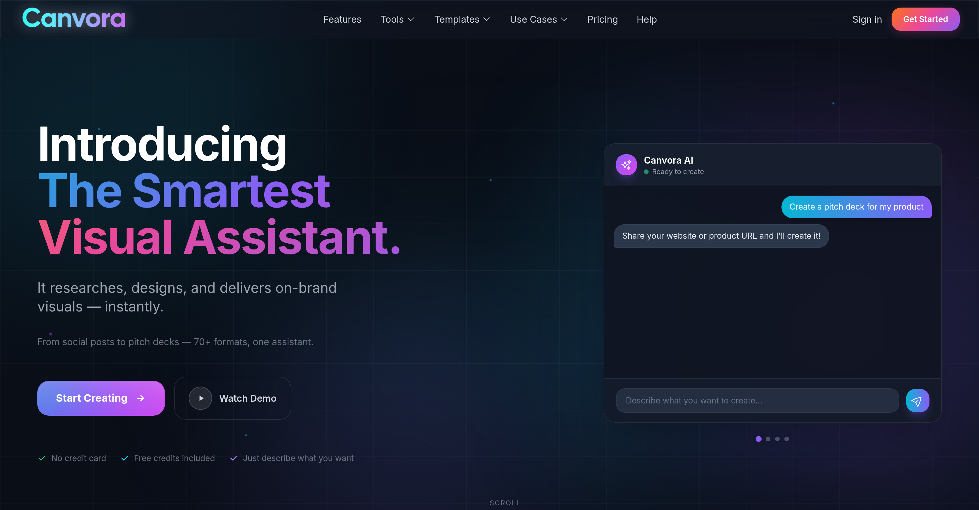 Canvora - Screenshot showing the interface and features of this AI tool