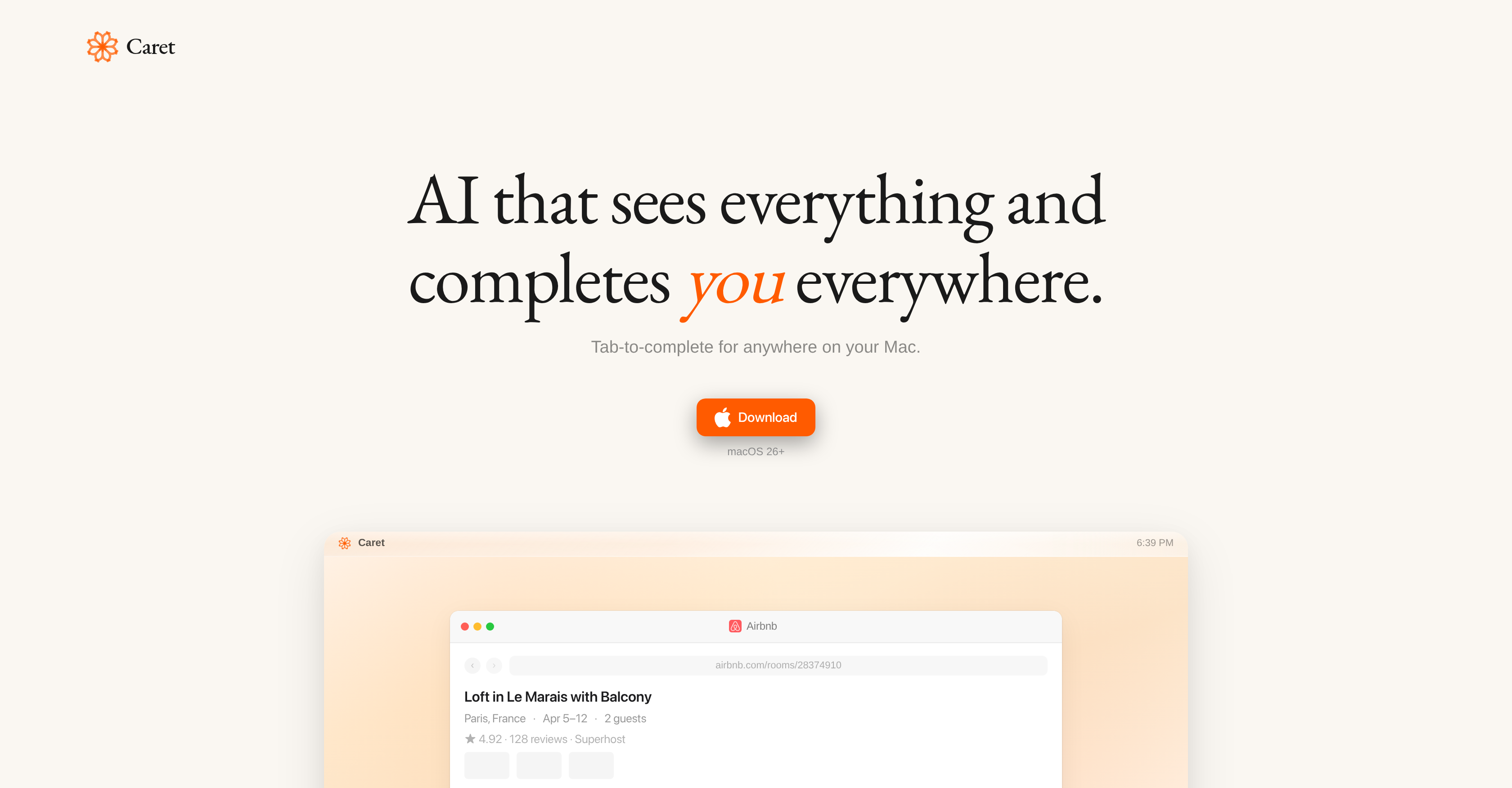 Caret - Screenshot showing the interface and features of this AI tool