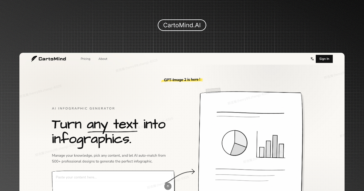 AI Infographic Generator - CartoMind - Screenshot showing the interface and features of this AI tool