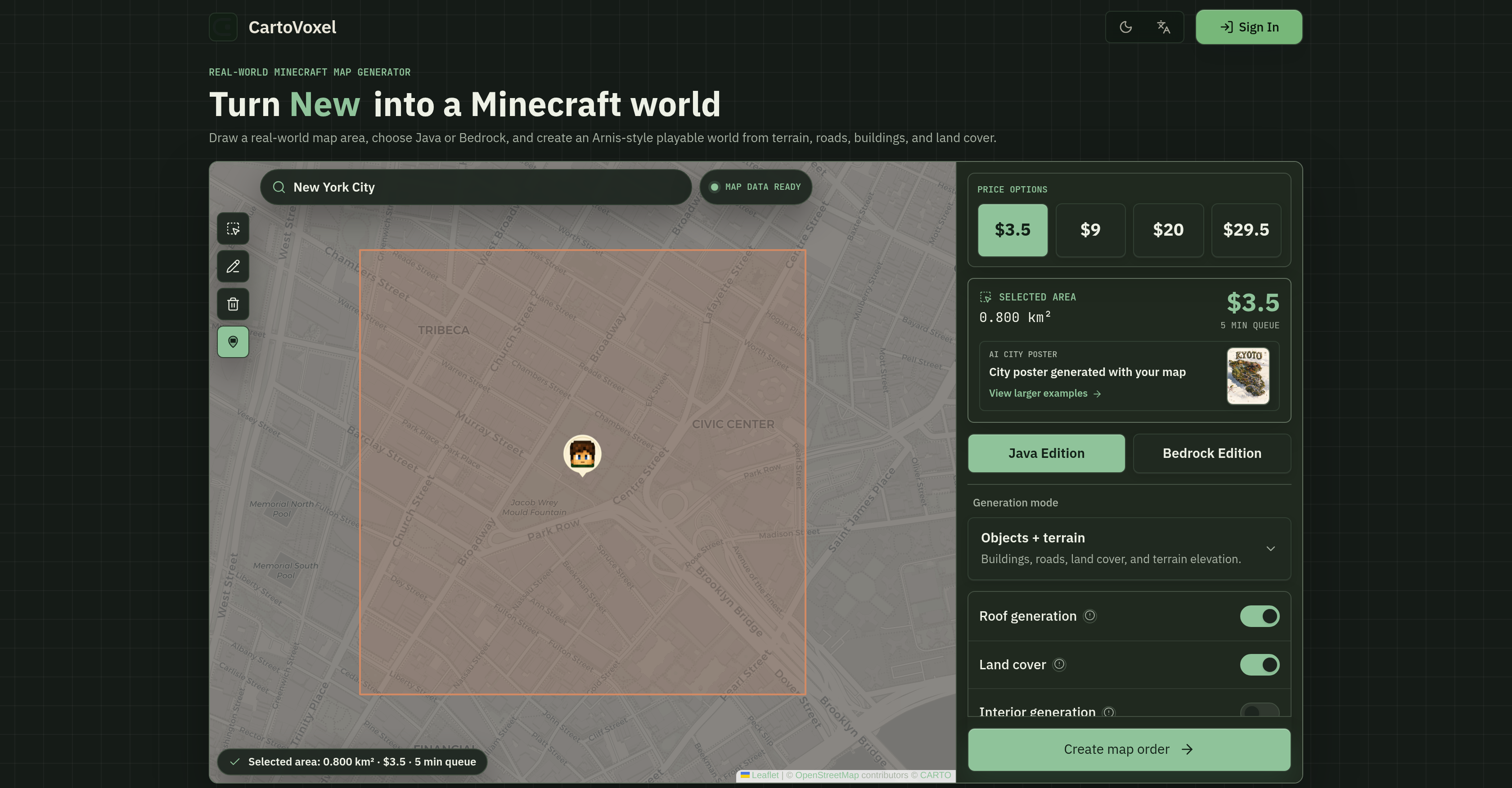 CartoVoxel - Screenshot showing the interface and features of this AI tool