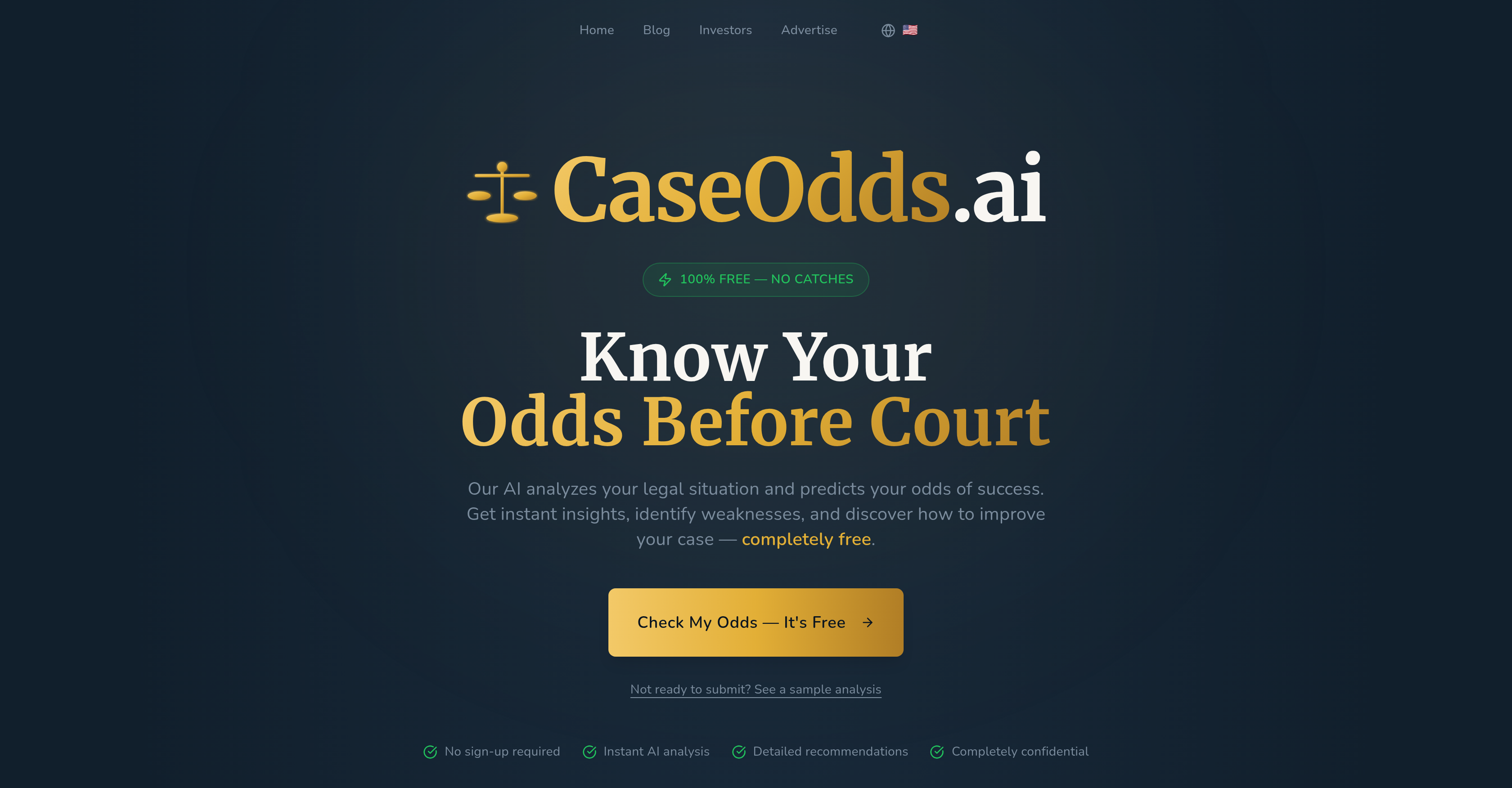 CaseOdds.ai - Screenshot showing the interface and features of this AI tool