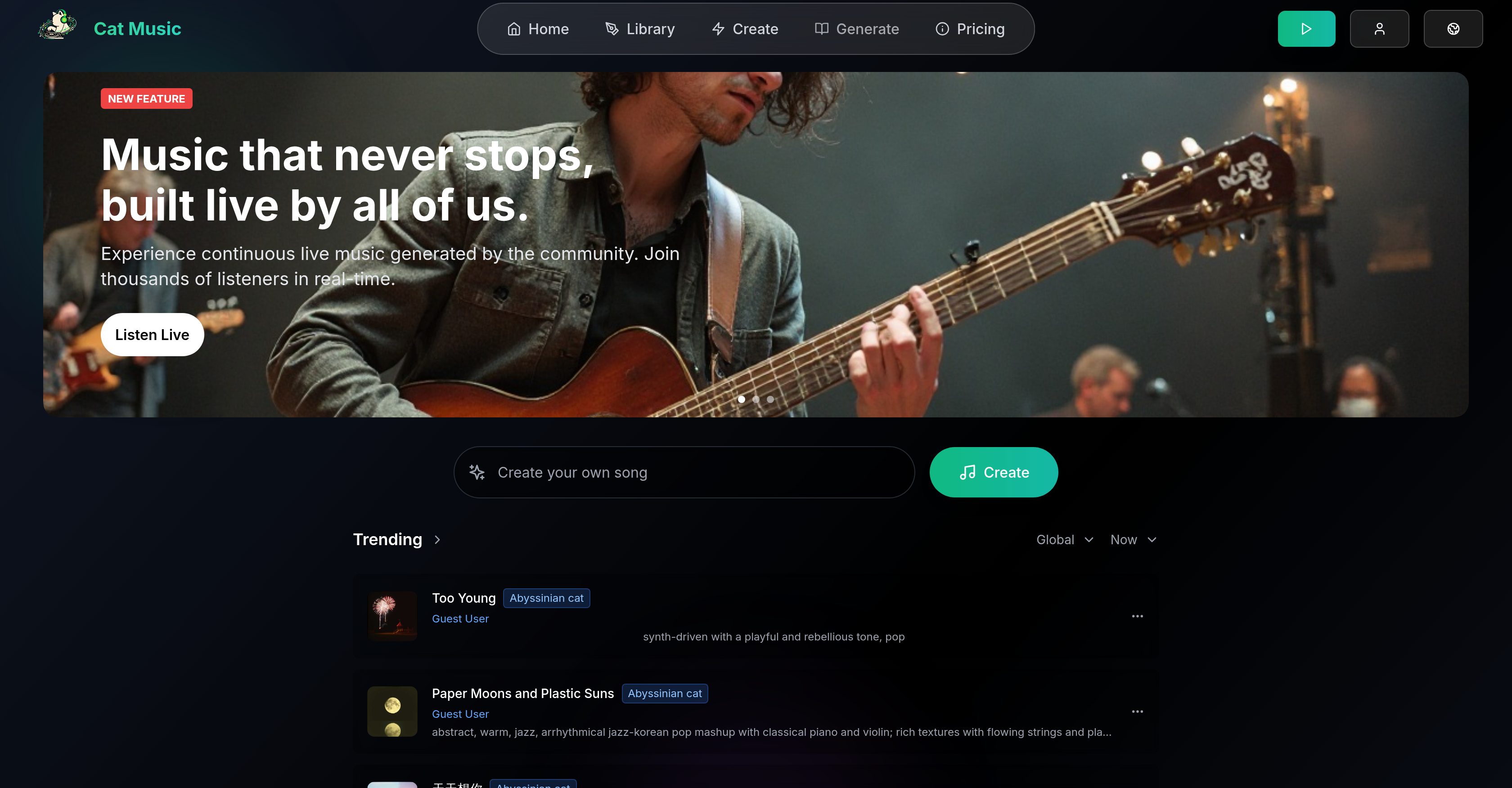 Cat Music Life - Screenshot showing the interface and features of this AI tool