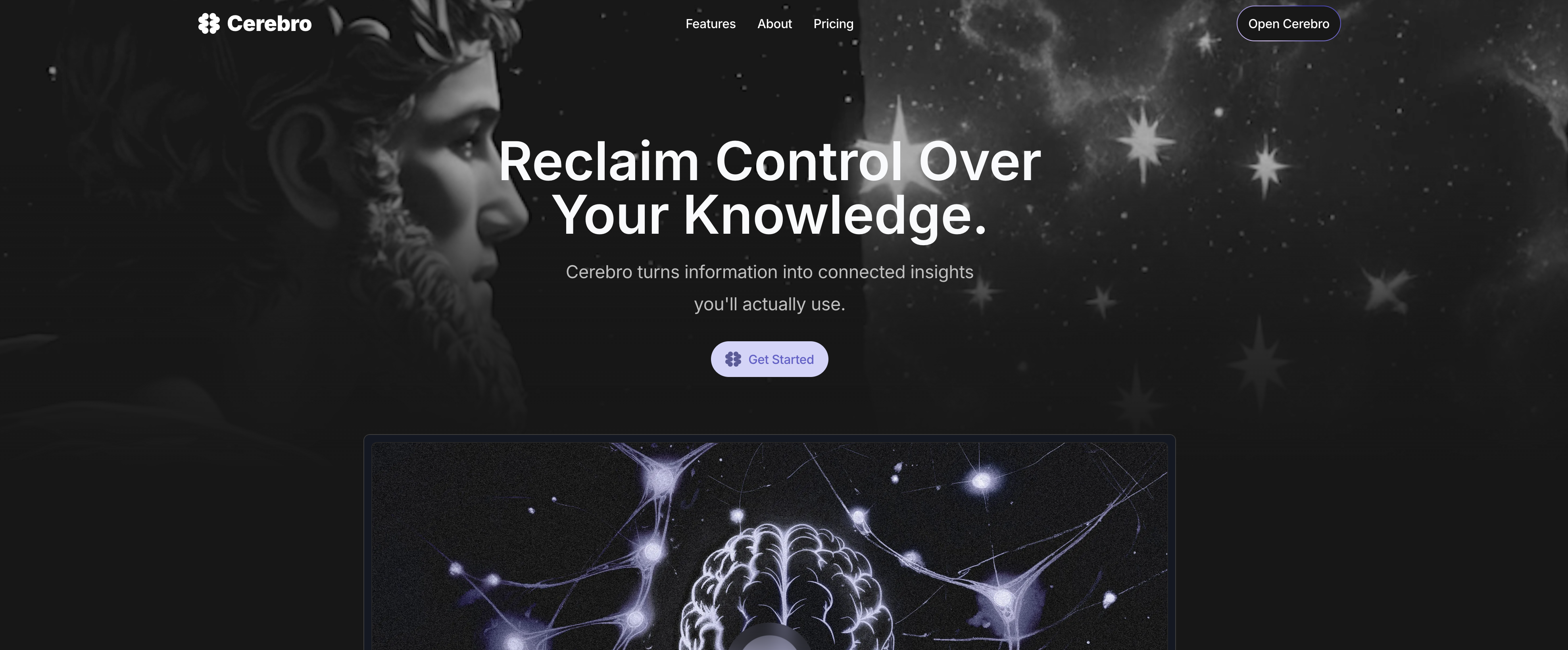 Cerebro - Screenshot showing the interface and features of this AI tool