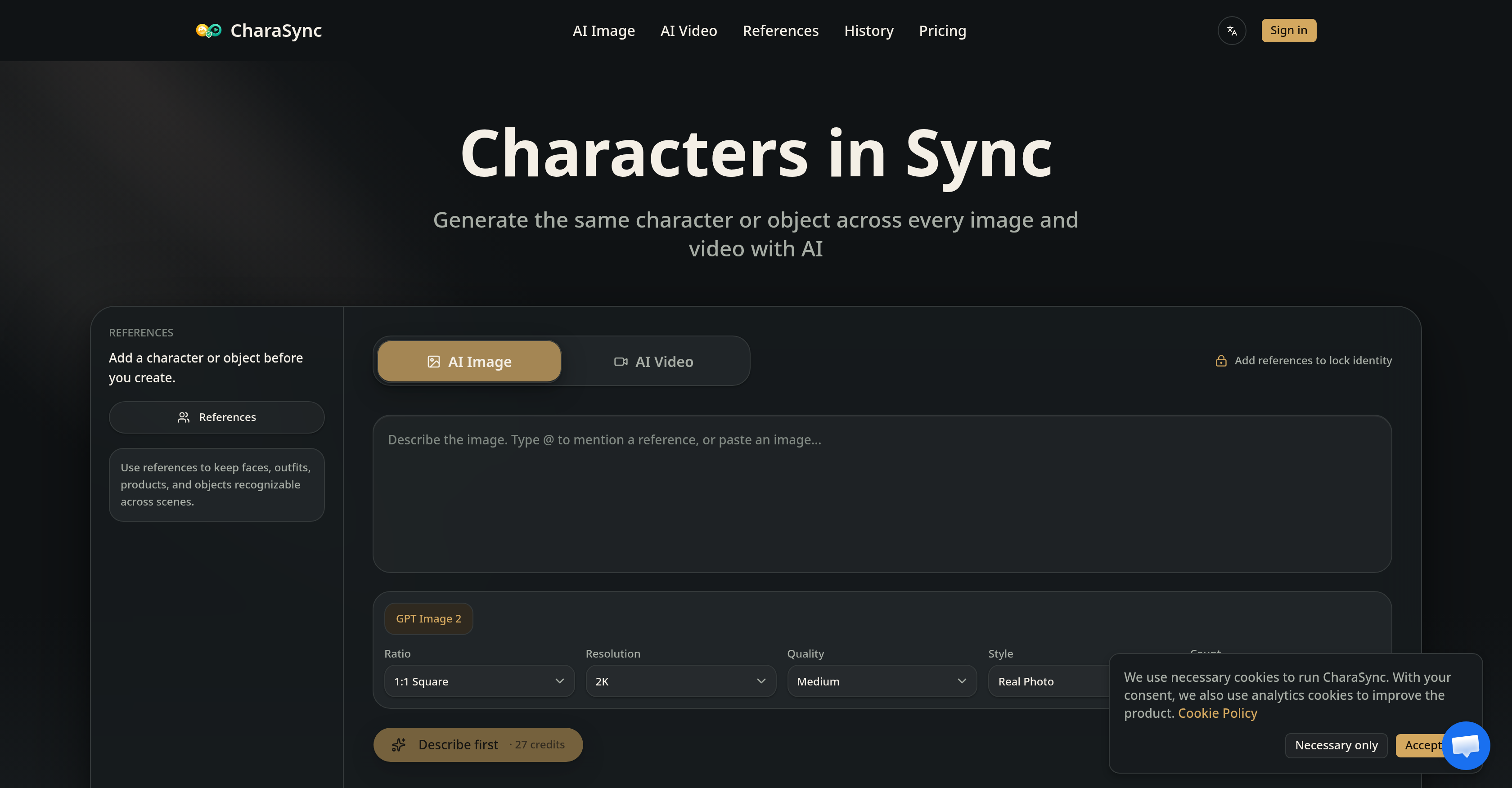 CharaSync - Screenshot showing the interface and features of this AI tool