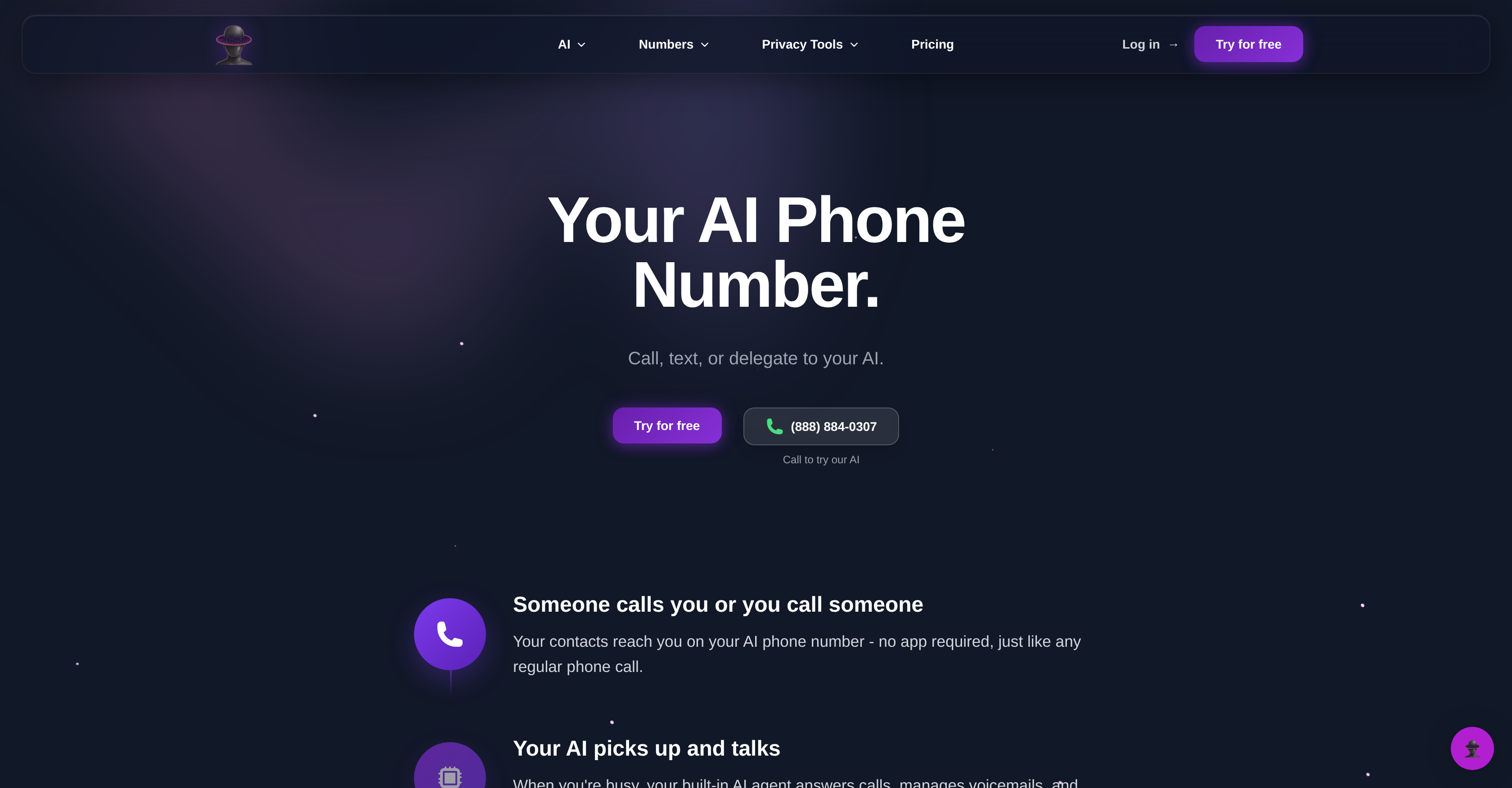 AI Phone Number | ChatOdyssey - Screenshot showing the interface and features of this AI tool