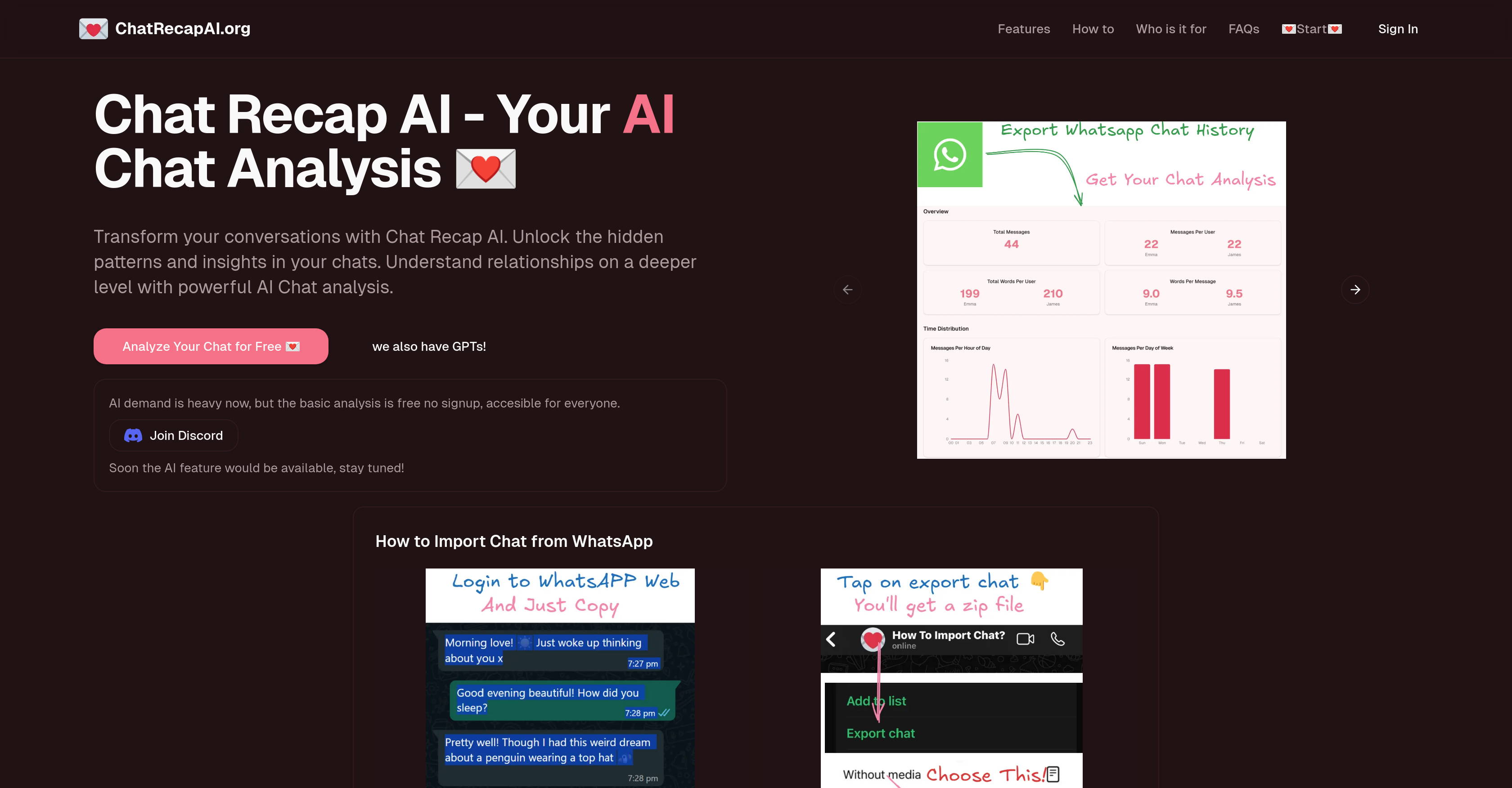 Chat Recap AI - Screenshot showing the interface and features of this AI tool