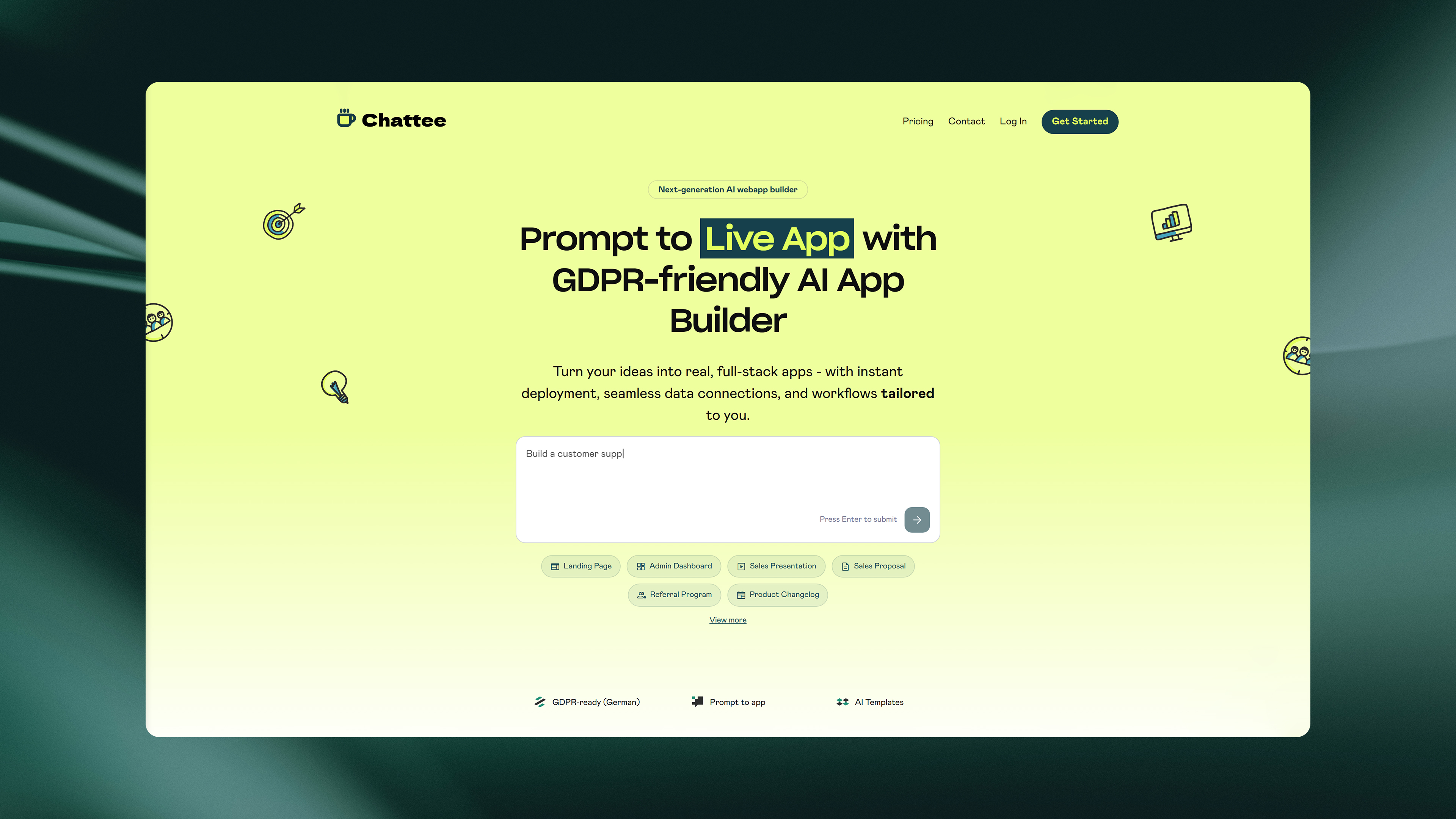 Chattee AI App Builder - Screenshot showing the interface and features of this AI tool