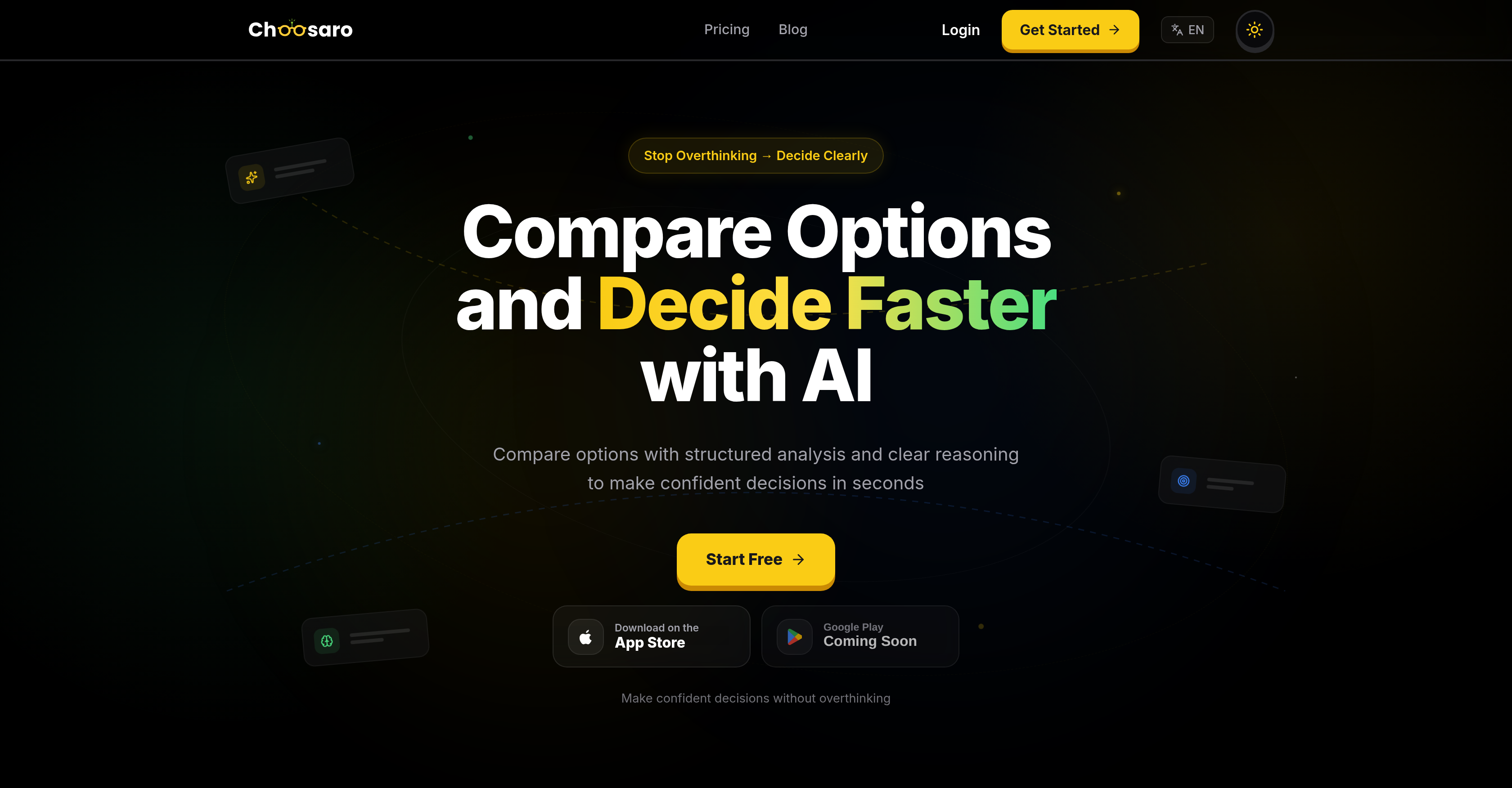 Choosaro - Screenshot showing the interface and features of this AI tool