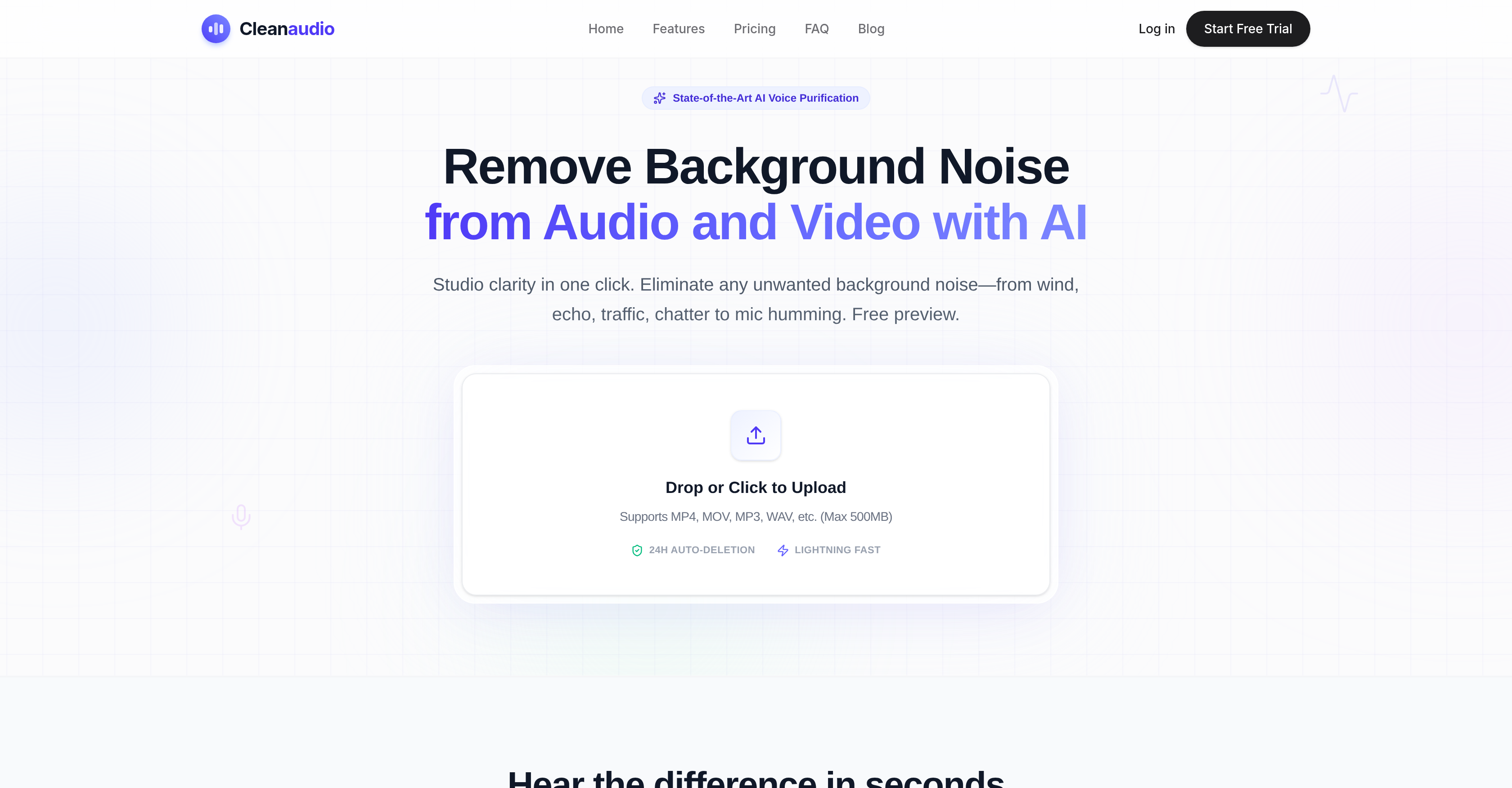 Cleanaudio - Screenshot showing the interface and features of this AI tool