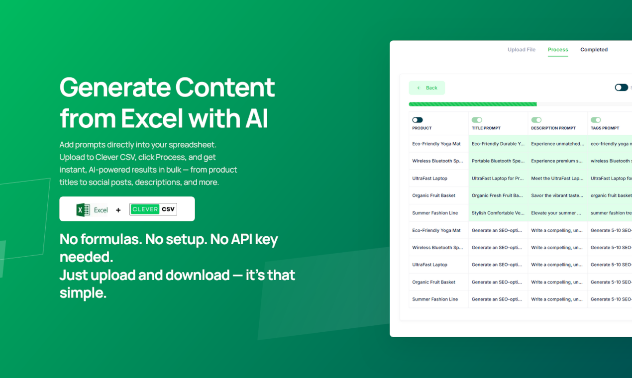 Clever CSV - Screenshot showing the interface and features of this AI tool