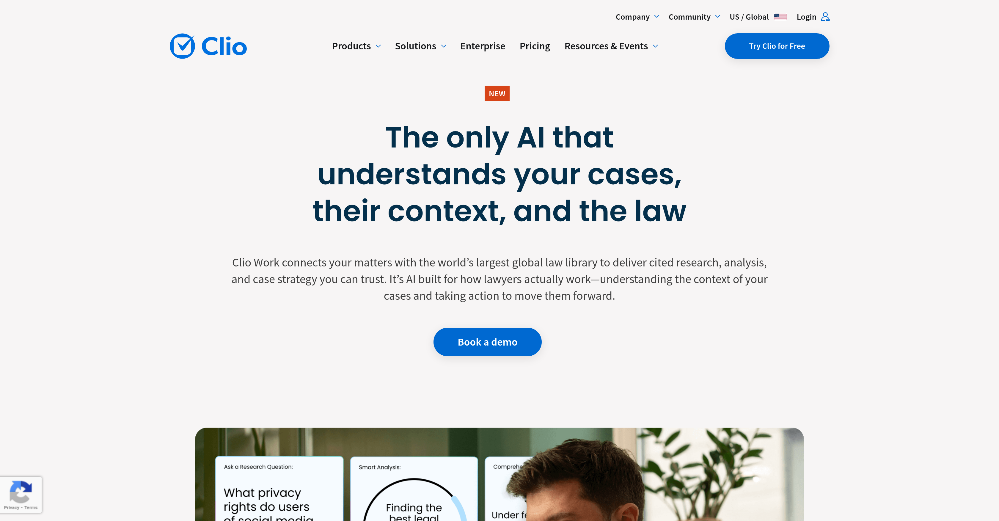 Clio Work AI - Screenshot showing the interface and features of this AI tool