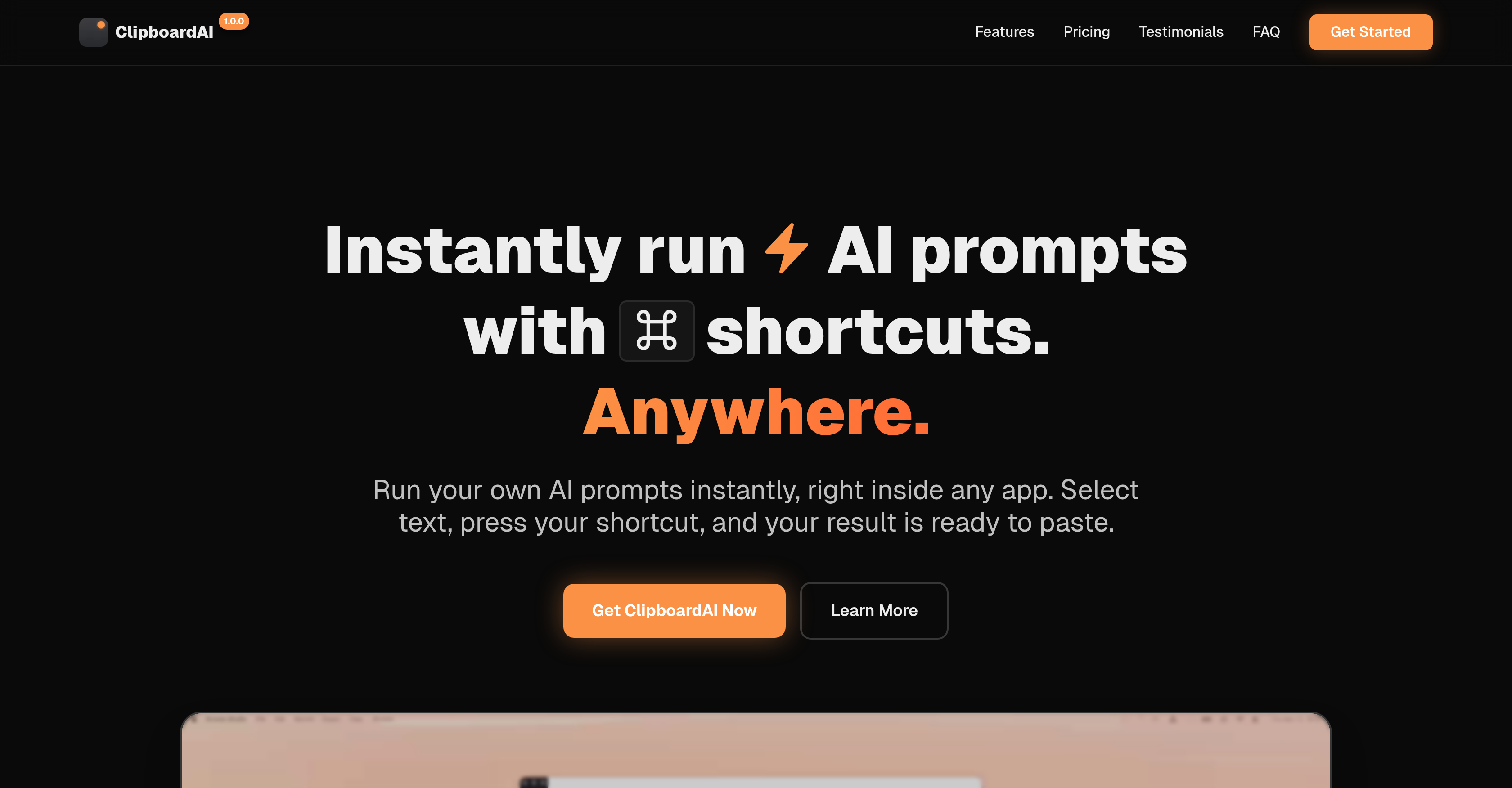 ClipboardAI - Screenshot showing the interface and features of this AI tool