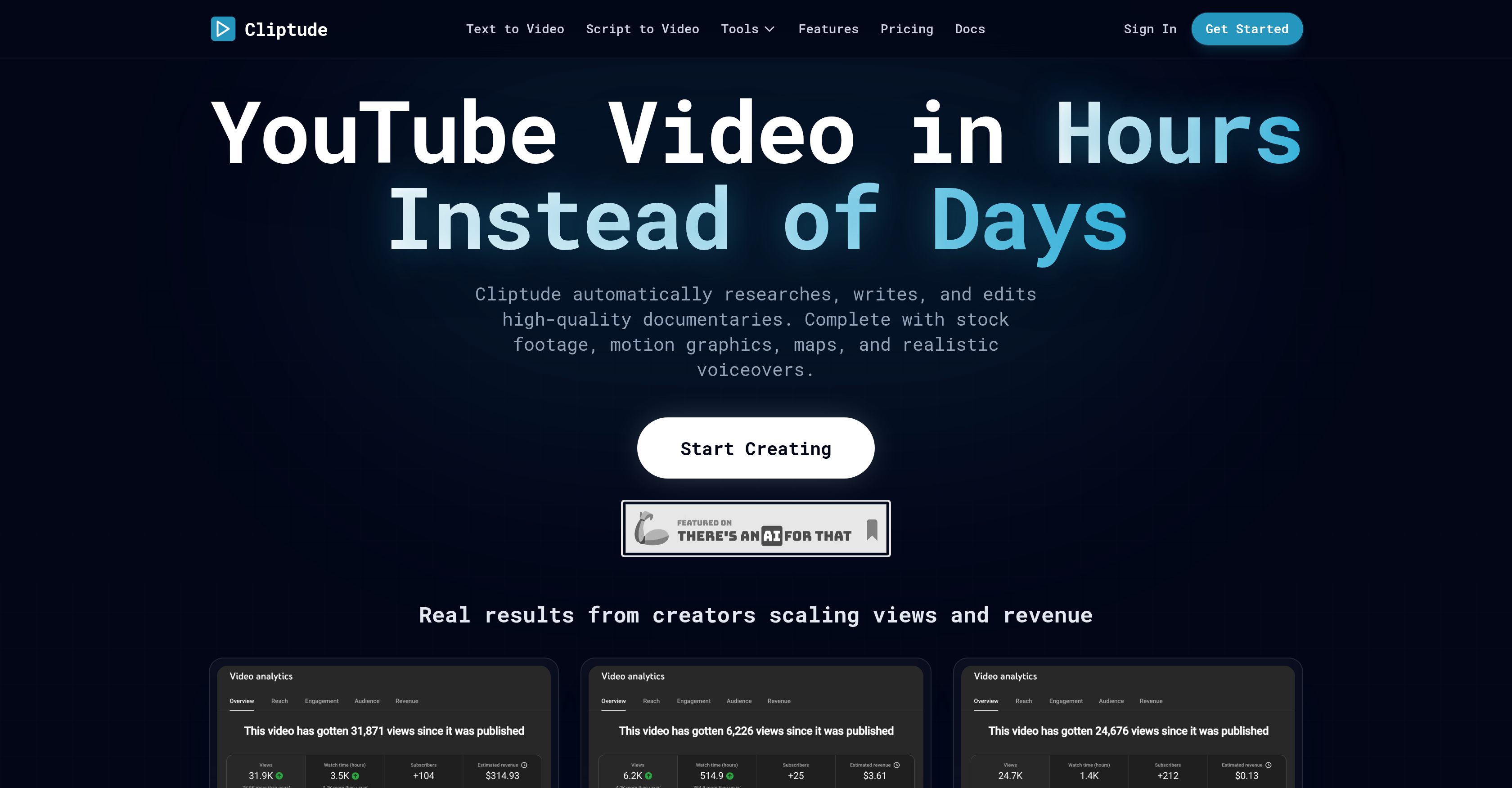 Cliptude - Screenshot showing the interface and features of this AI tool