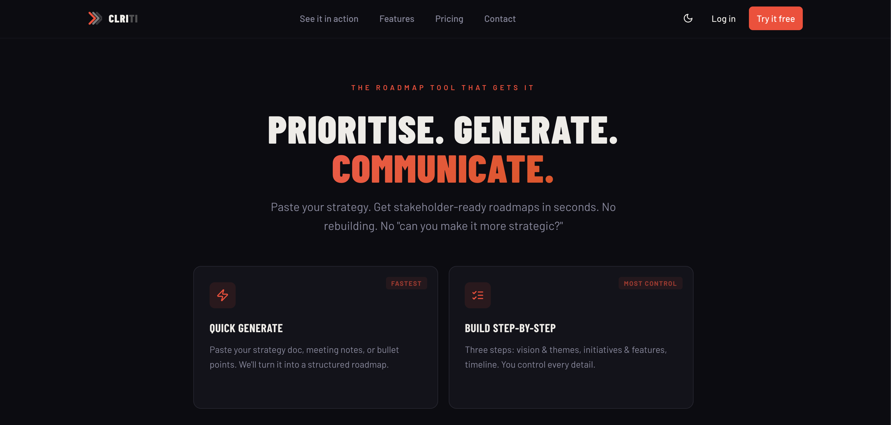 CLRITI - Screenshot showing the interface and features of this AI tool