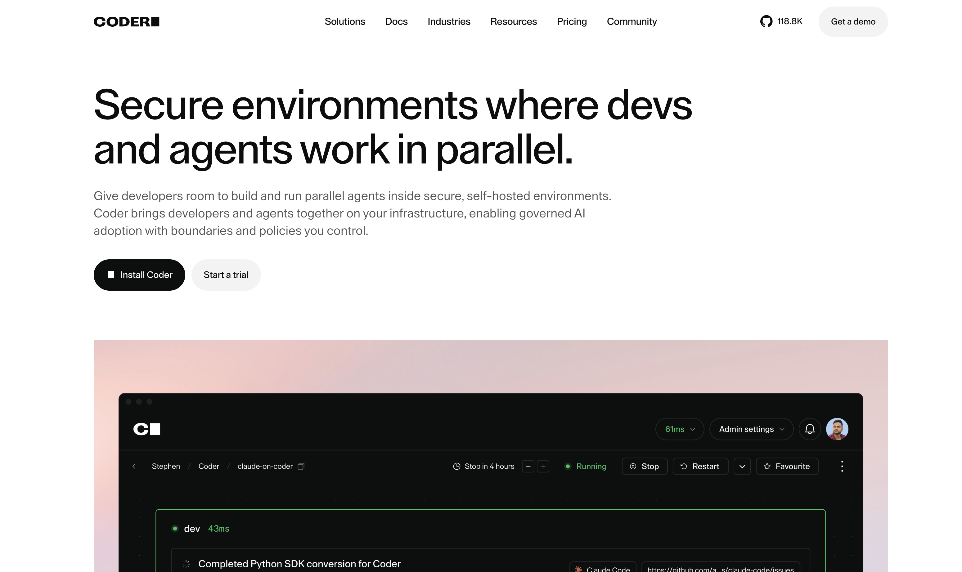 Coder - Screenshot showing the interface and features of this AI tool