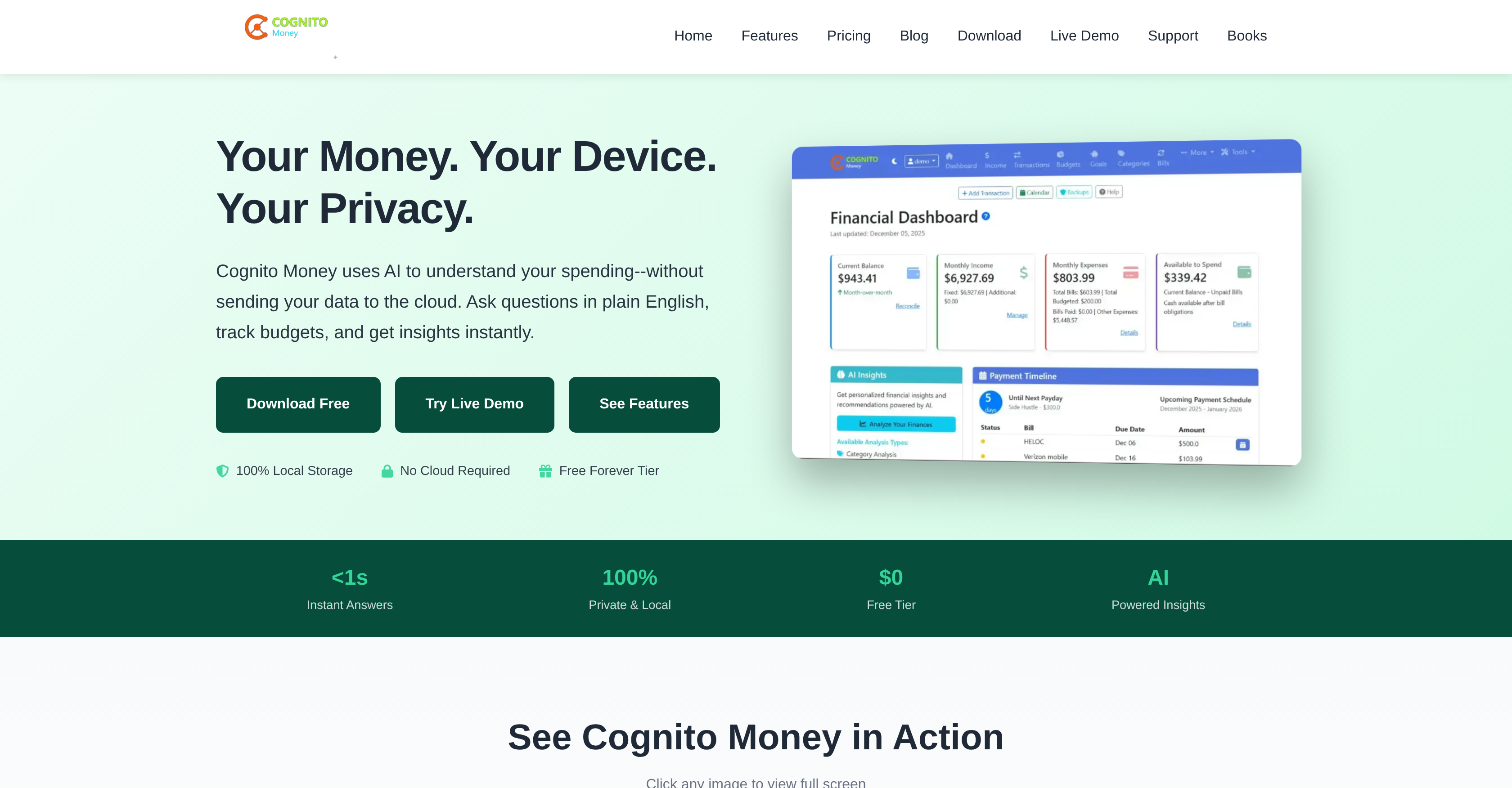 Cognito Money - Screenshot showing the interface and features of this AI tool