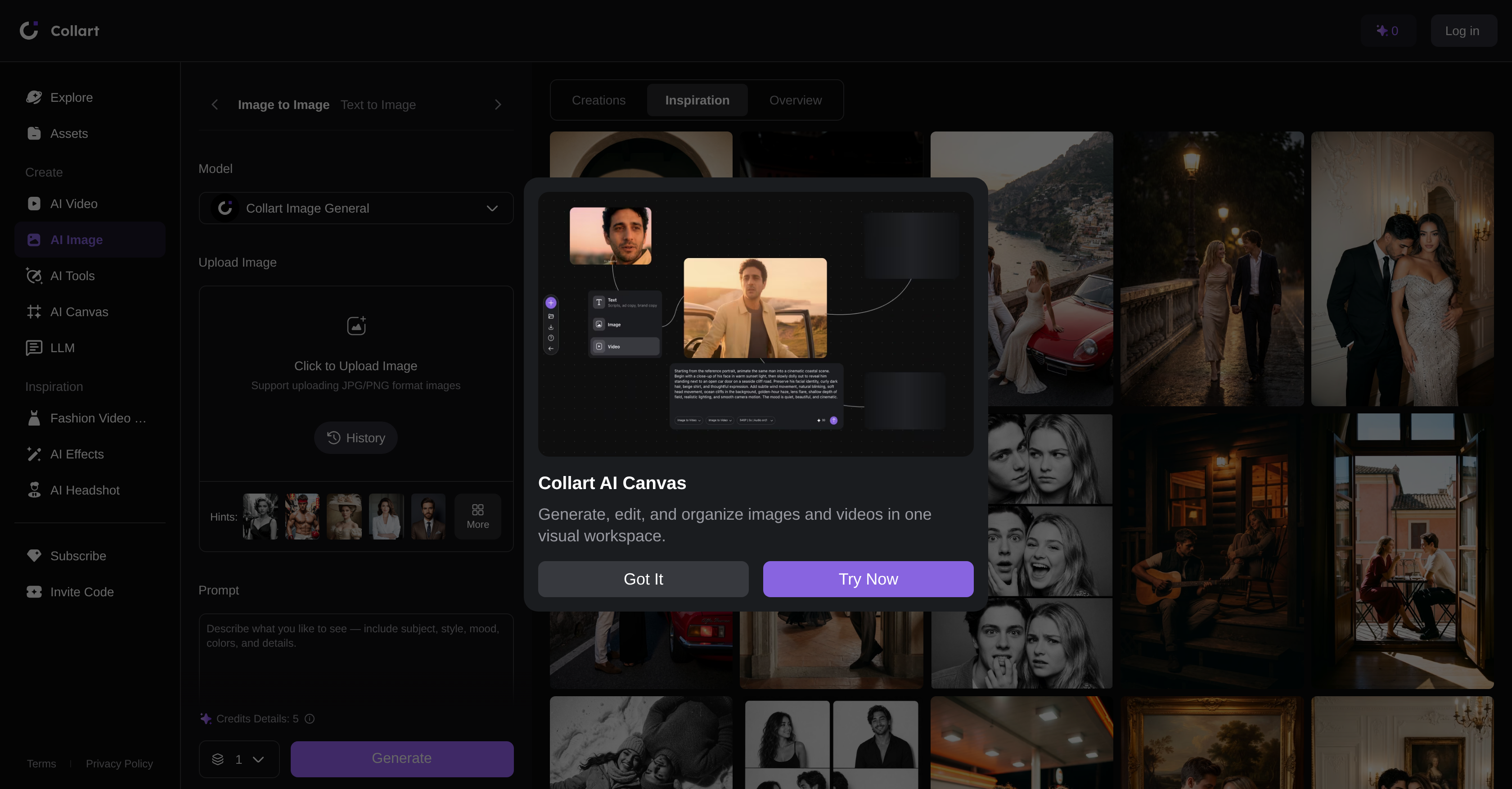 Collart | AI Image to Image - Screenshot showing the interface and features of this AI tool
