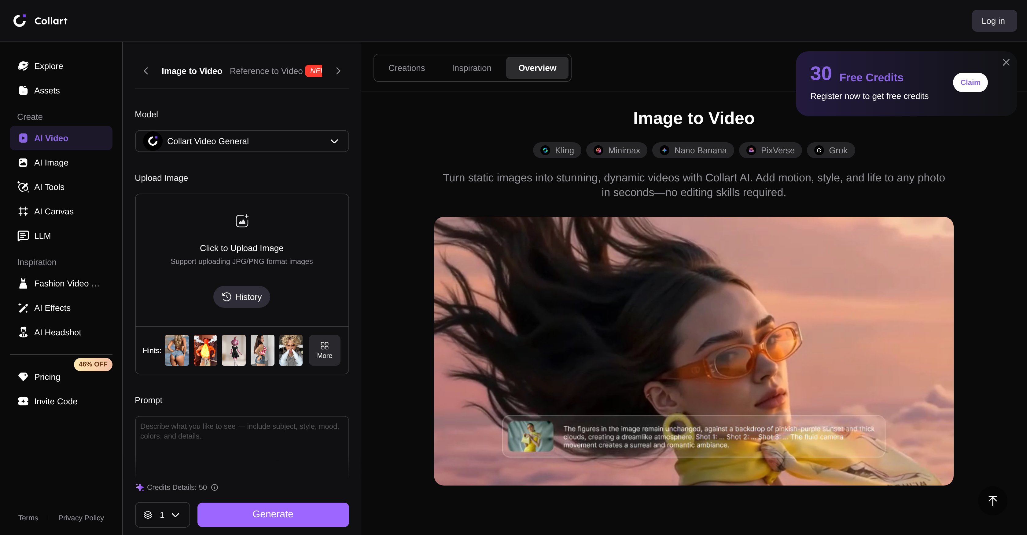 Collart | AI Image to Video - Screenshot showing the interface and features of this AI tool