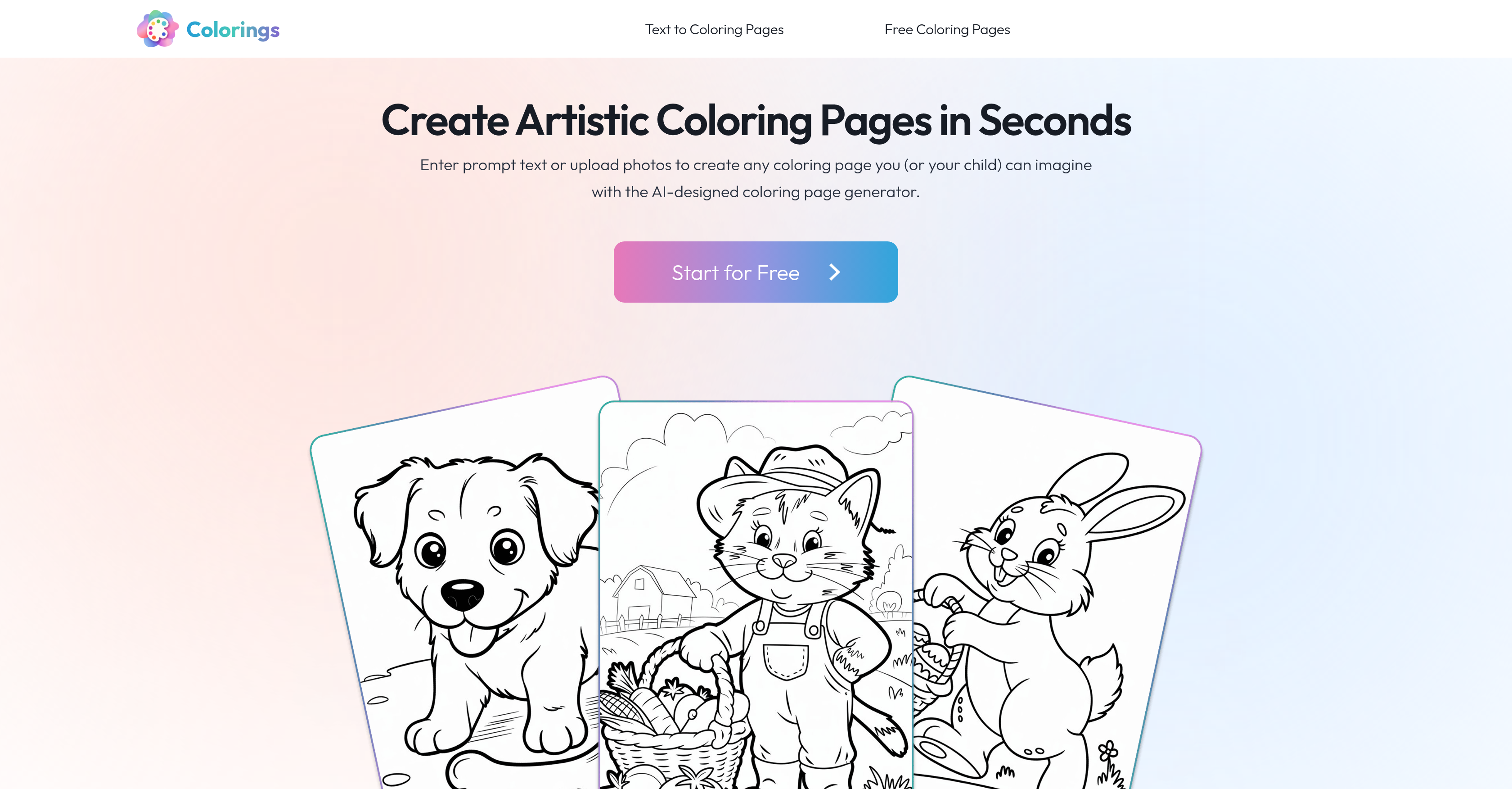 Colorings - Screenshot showing the interface and features of this AI tool