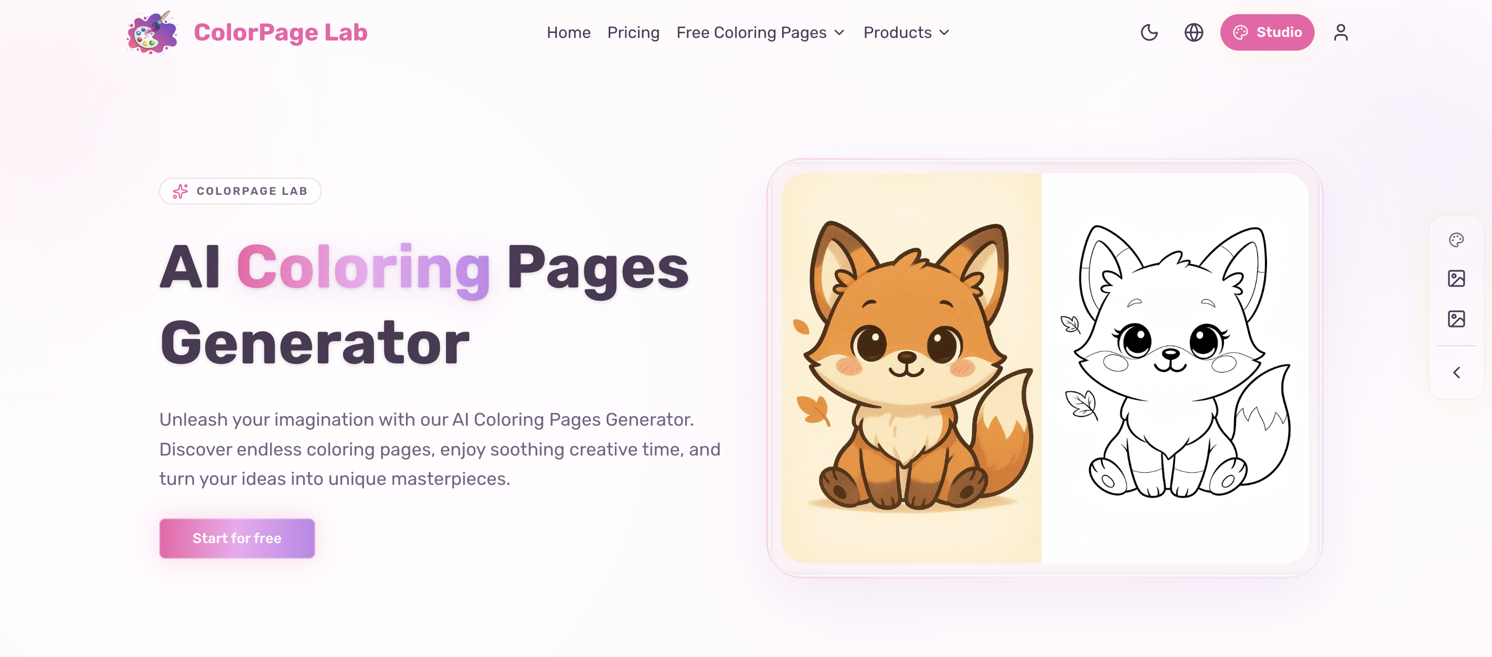 ColorPage Lab - Screenshot showing the interface and features of this AI tool