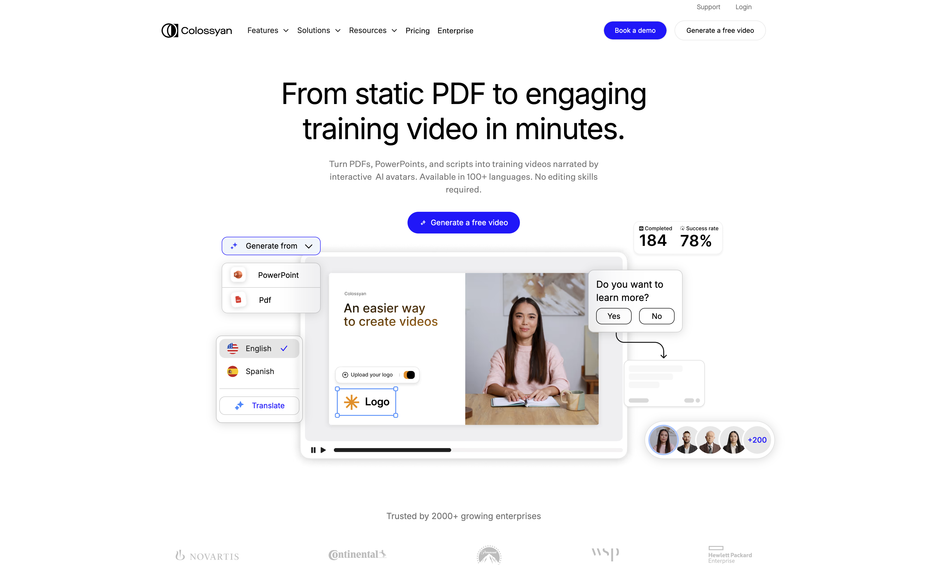Colossyan - Screenshot showing the interface and features of this AI tool