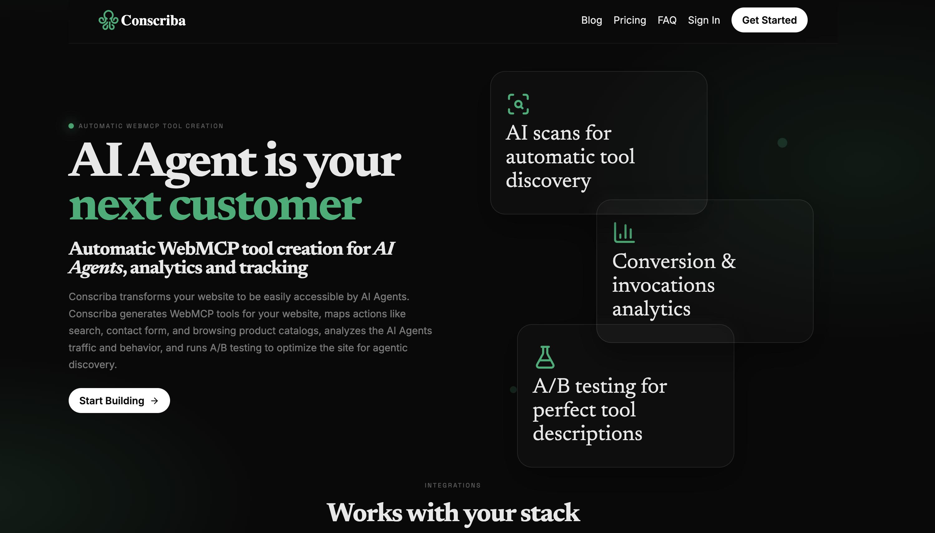 Conscriba - Screenshot showing the interface and features of this AI tool