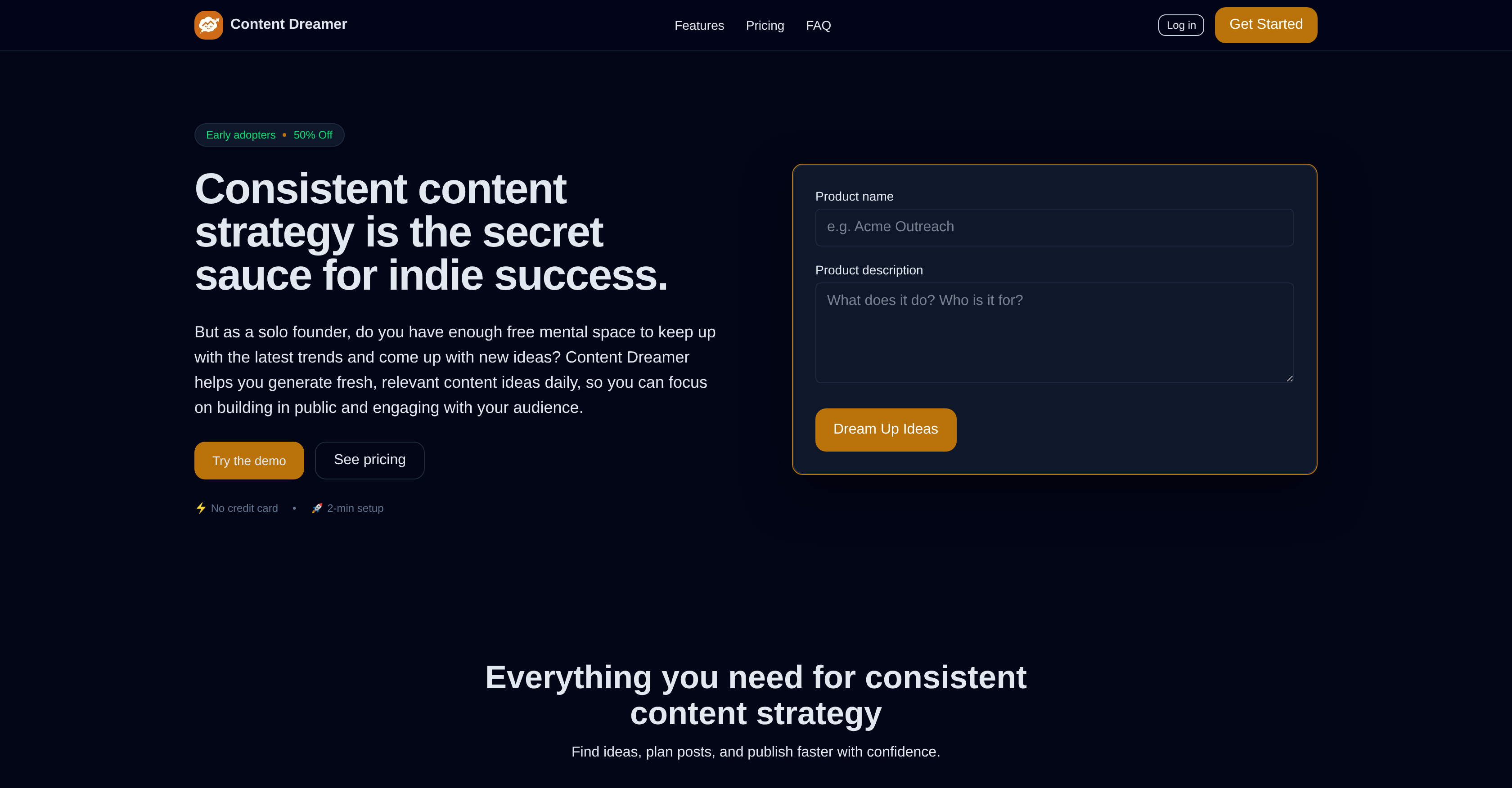 Content Dreamer AI - Screenshot showing the interface and features of this AI tool