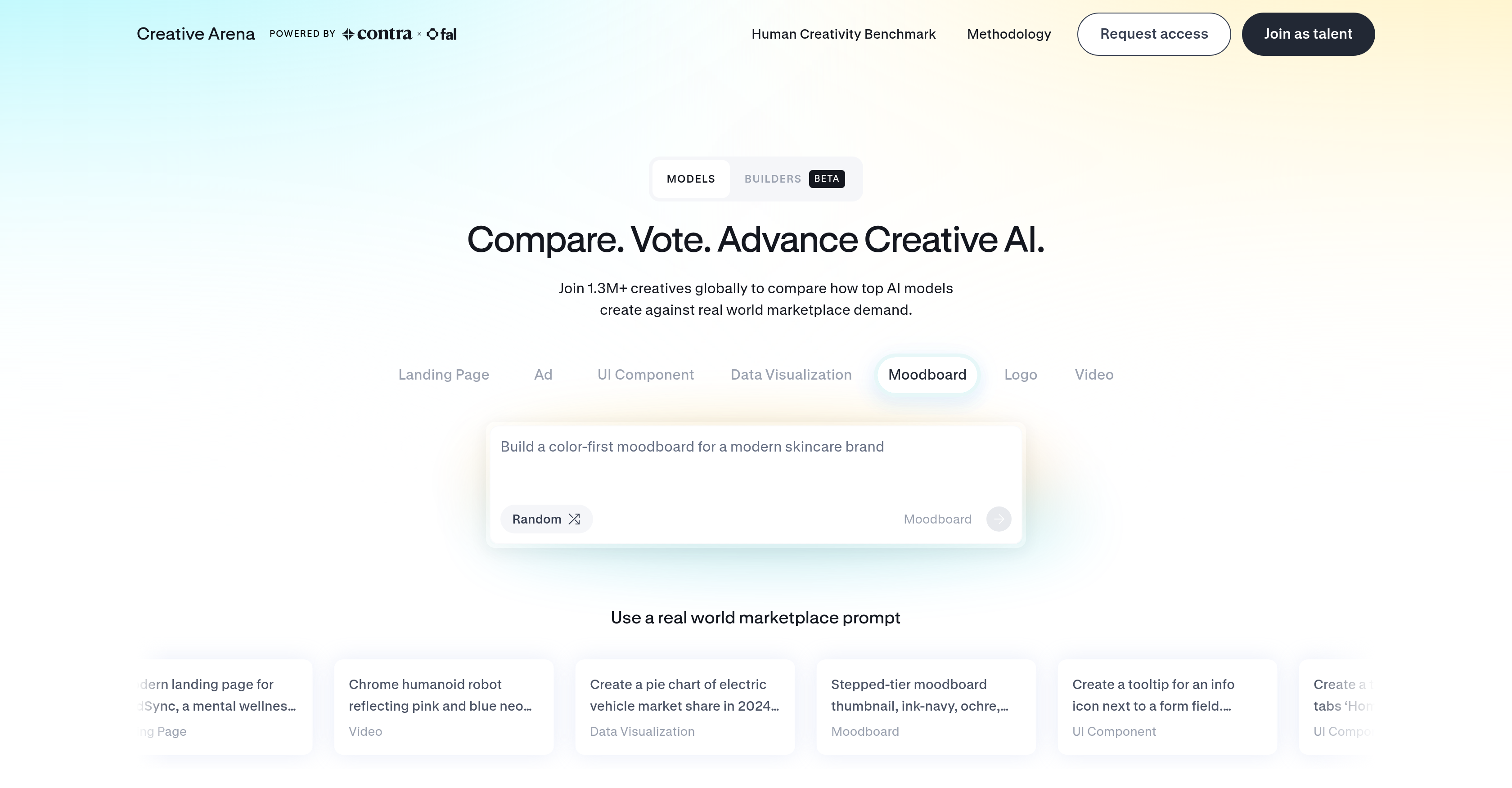 Creative Arena by Contra - Screenshot showing the interface and features of this AI tool